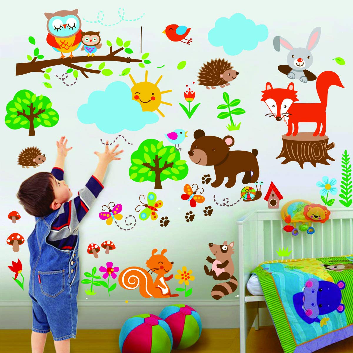 Decor Villa PVC Vinyl Animals 3D Wall Sticker JUST Peel & Stick New Modern Art & Trendy Wall Stickers for Home Decoration, Livin