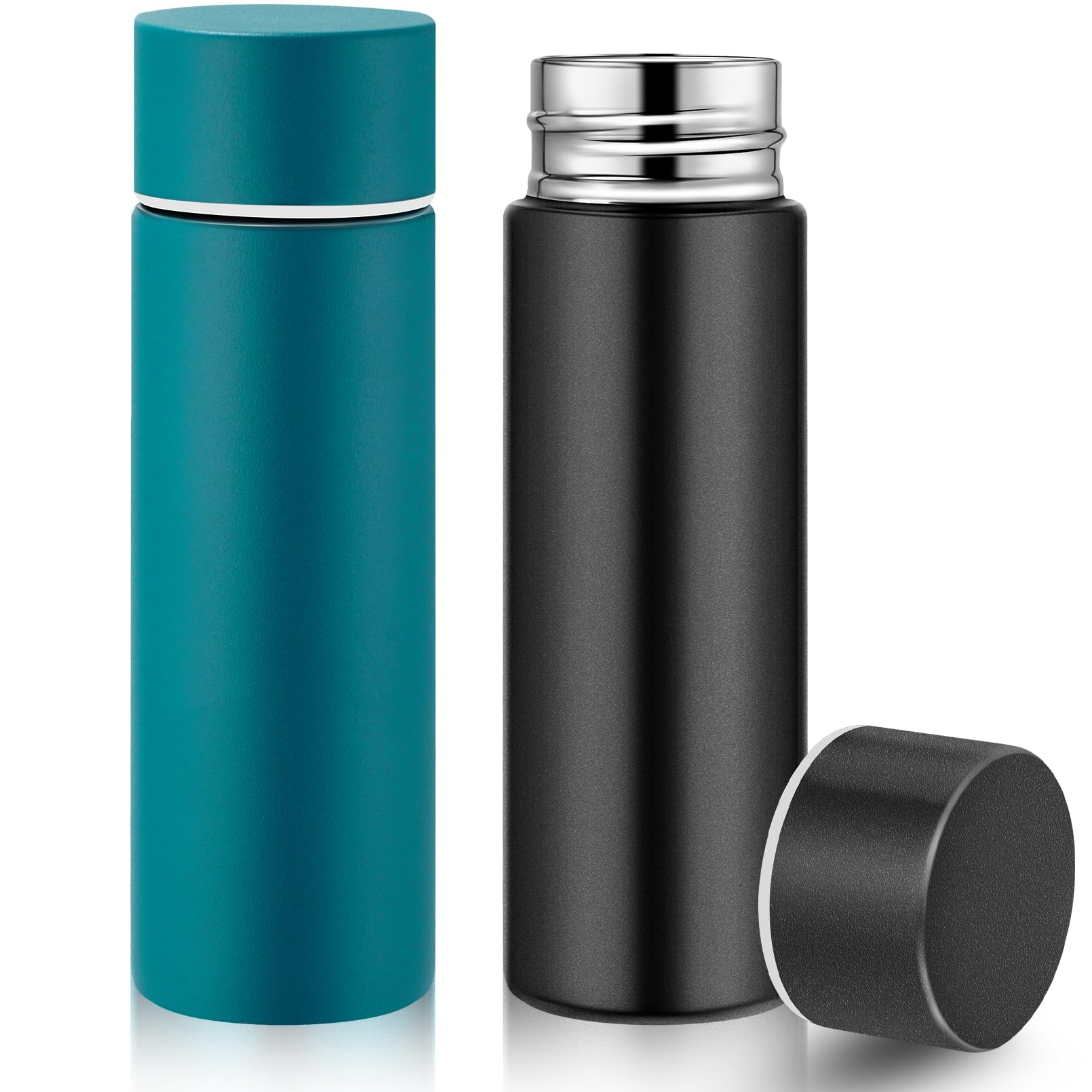 PLMMOUT 2 PCS Mini Water Bottles, blue and black