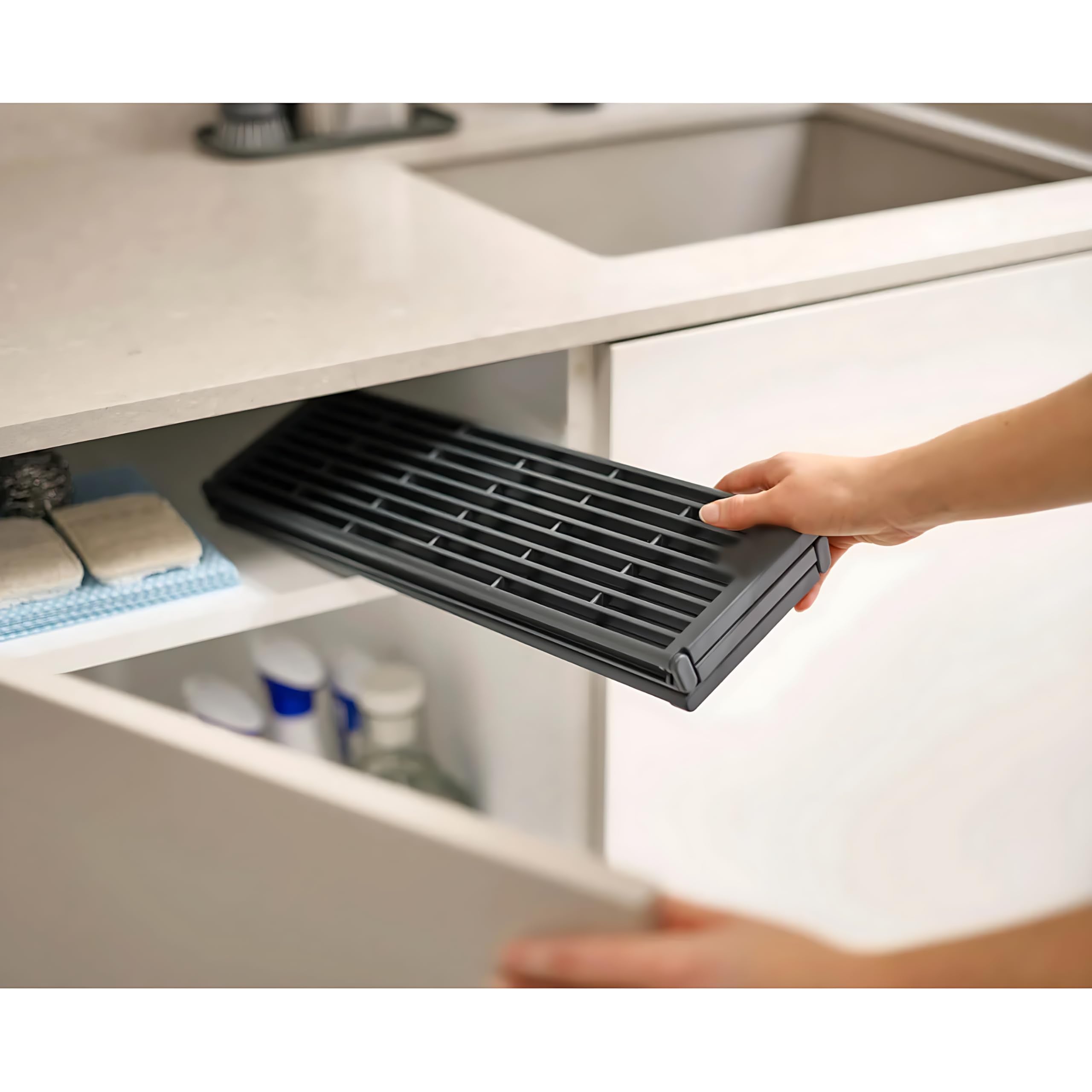 Divik Platform Folding Over Sink Drainer, Fits Across Sink, Save Worktop Space, Quick Draining And Fast Drying  Foldable & Easi