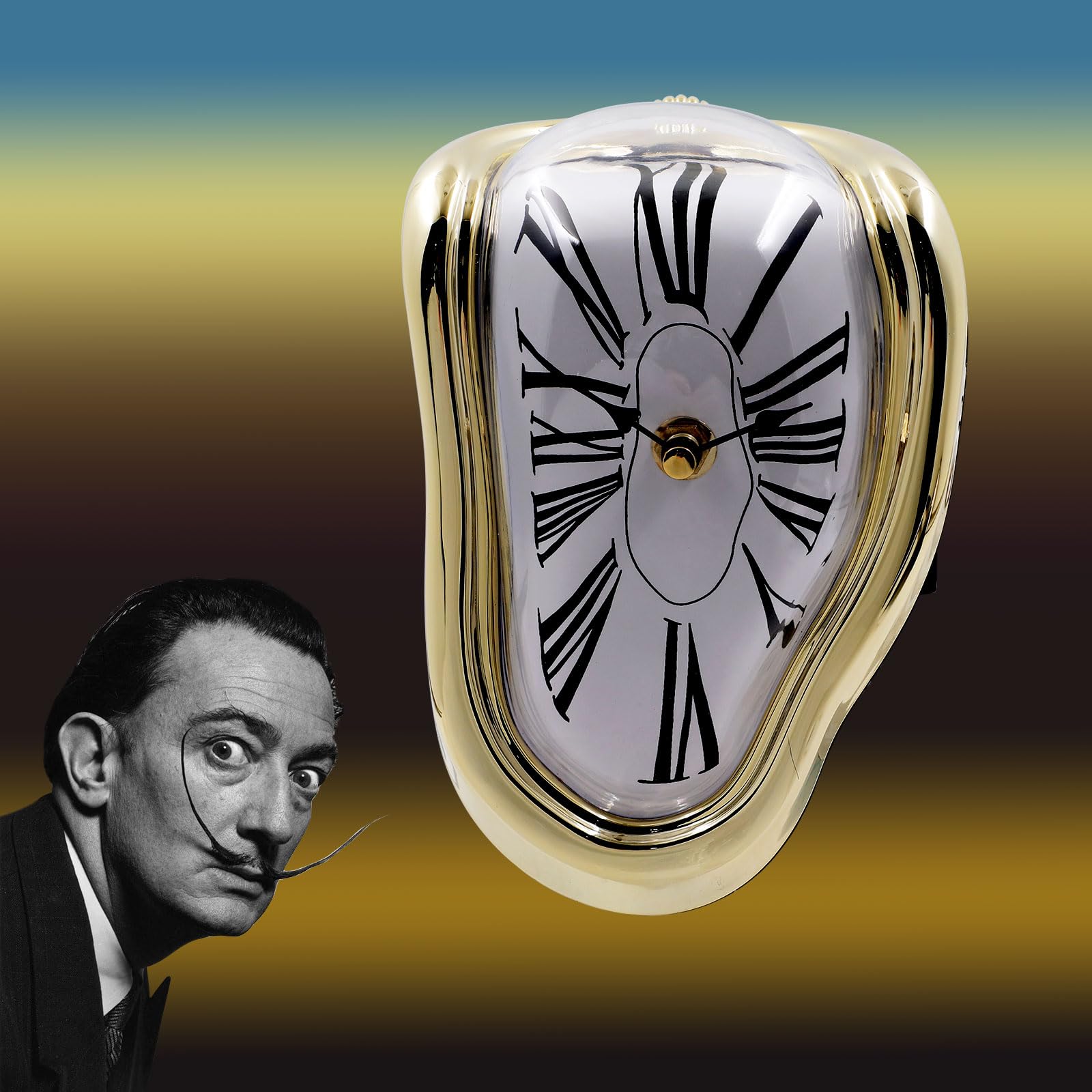 FAREVER Melting Clock, Salvador Dali Watch Melted Clock for Decorative Home Office Shelf Desk Table Funny Creative Gift, Rome Go