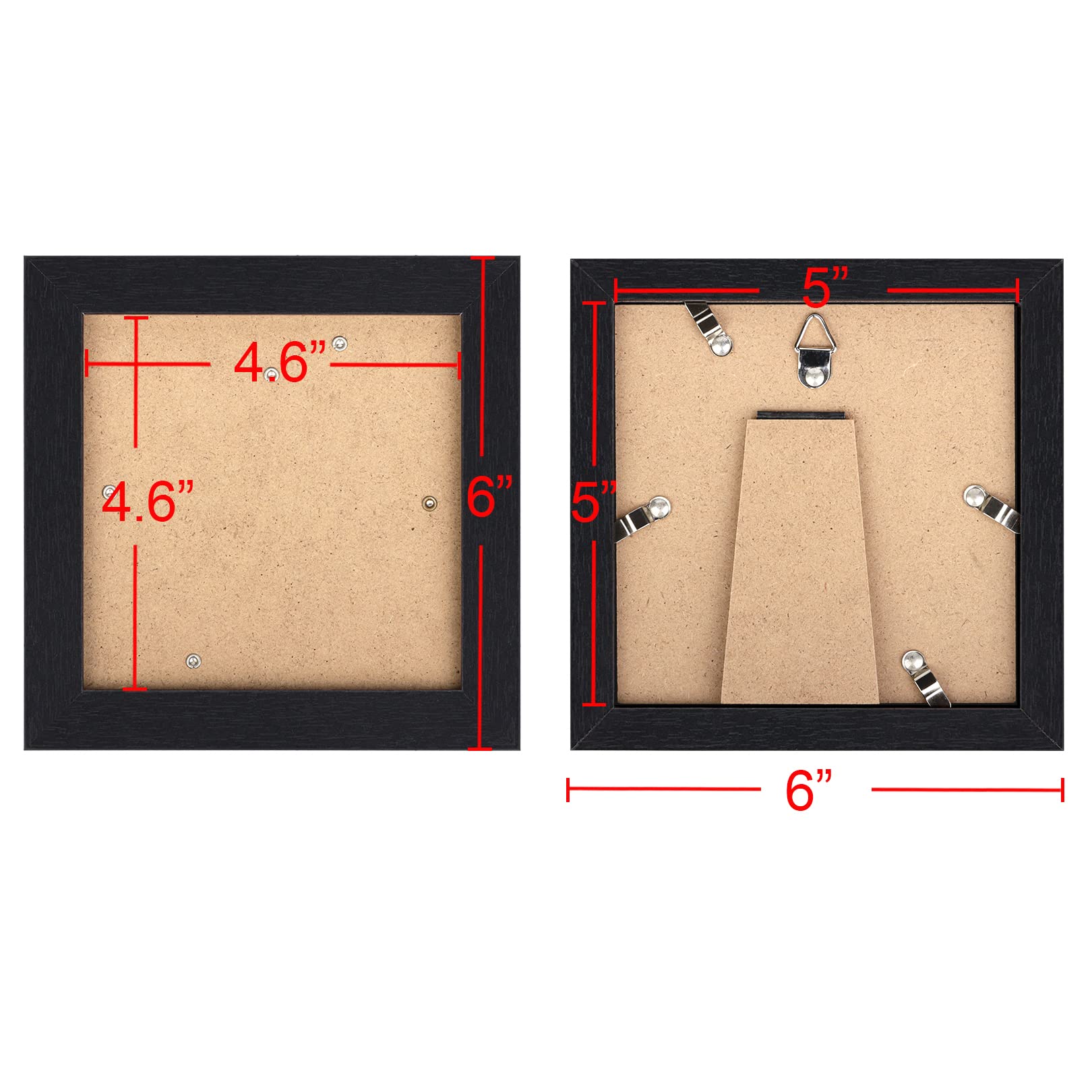 TOFOREVO 5x5 Picture Frames Set of 6 Black Wood Grain Photo Frame for Gallery Wall Mounting or Tabletop Display