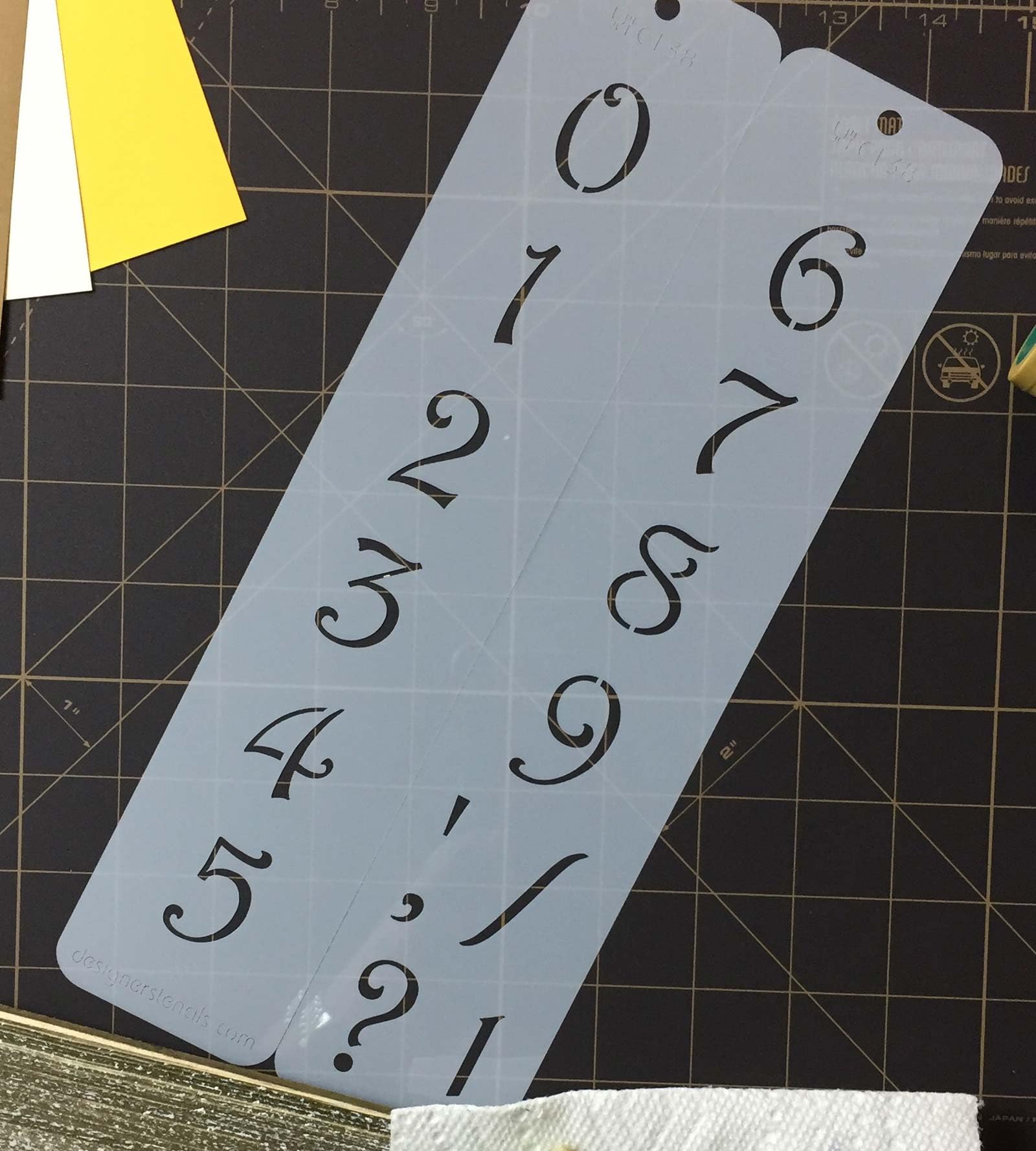 Designer Stencils 1.25 Inch Contemporary Numbers Cake Stencils, Beige/Semi-Transparent
