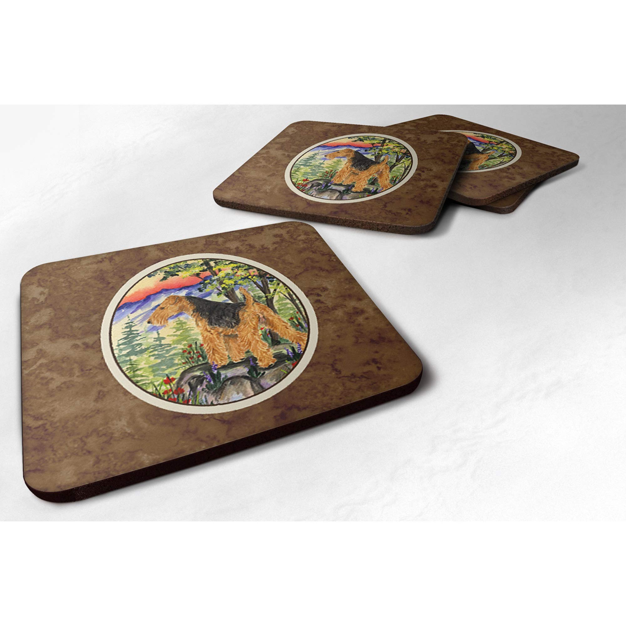 Carolines Treasures Lakeland Terrier Foam Coasters (Set of 4), 3.5 H x 3.5 W, Multicolor