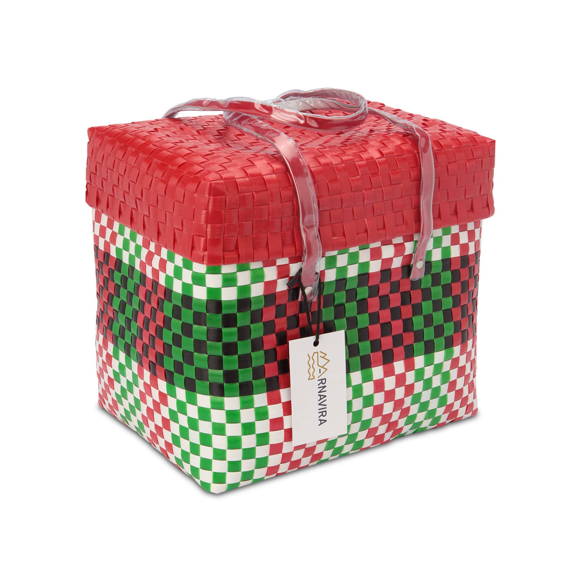 Arnavira Handmade Multipurpose With Lid 7.5L Used As Lunch Lunch Bag Tiffin Bag For Office,School & Travel (25X13X22) (Red Green