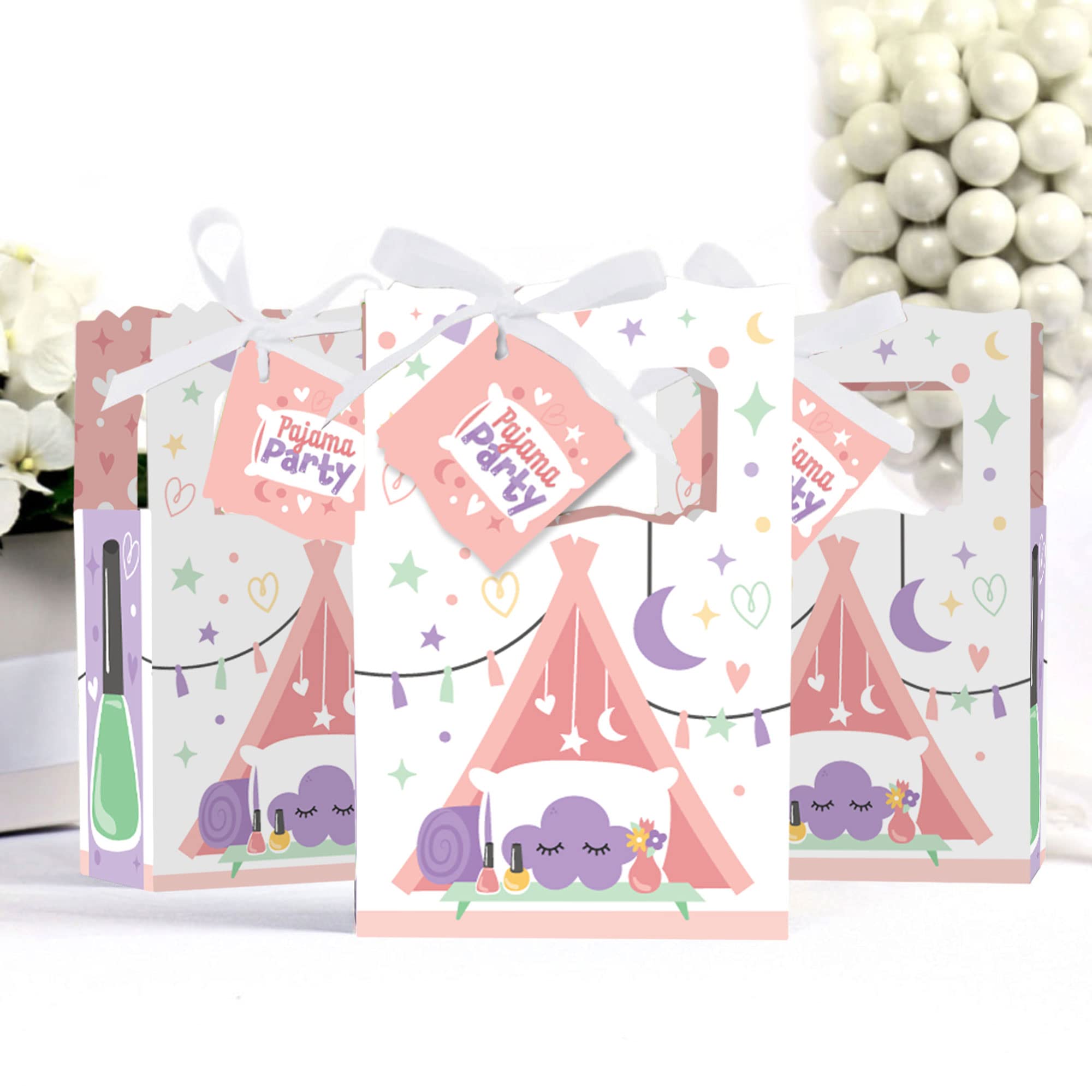 Big Dot Of Happiness Pajama Slumber Party - Girls Sleepover Birthday Party Favor Boxes - Set Of 12