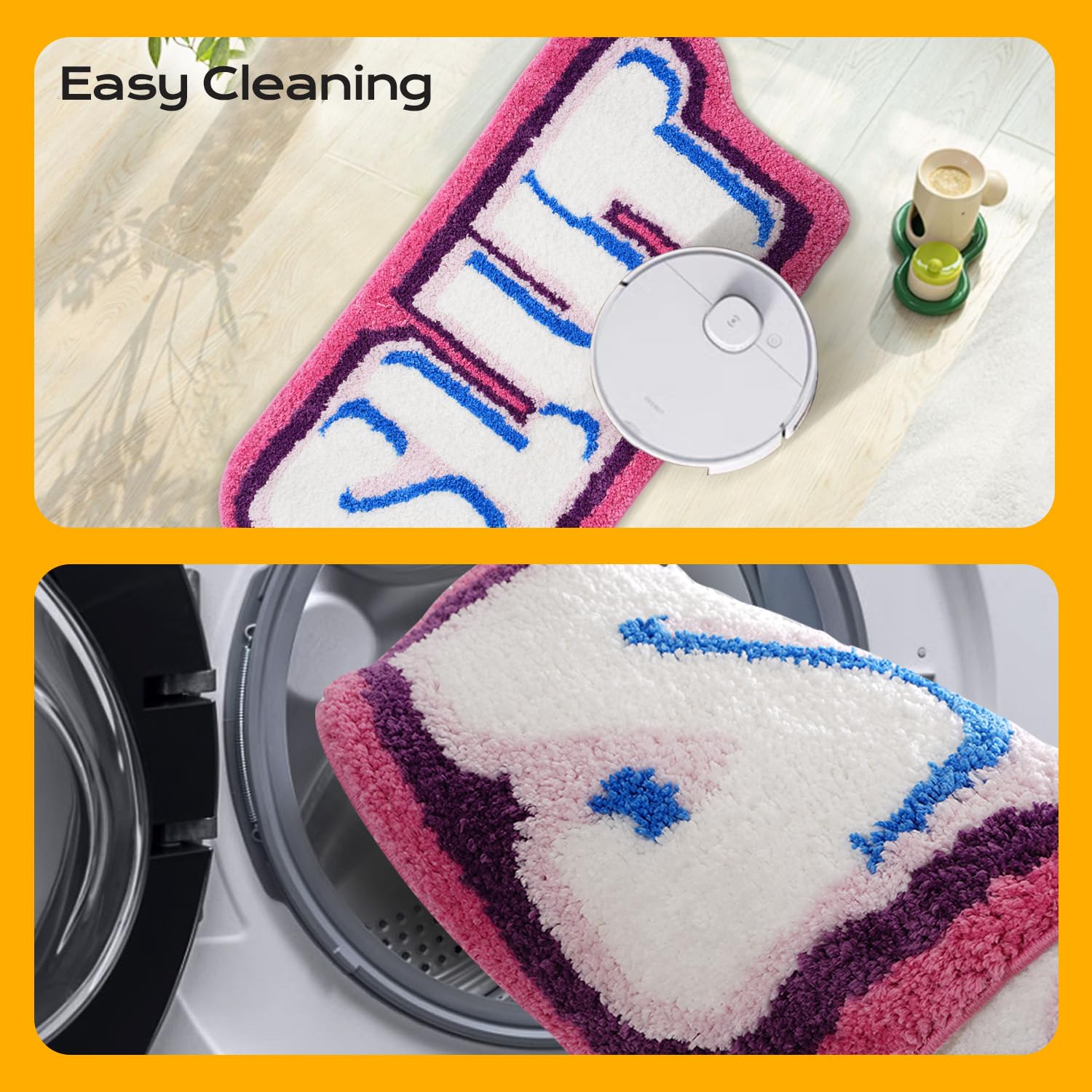 Comblue Purple Cute Bath Mat Non Slip, Extra Soft Funky Funny Bathroom Rugs For Floor Decor, Luxury Microfiber Super Absorbent C