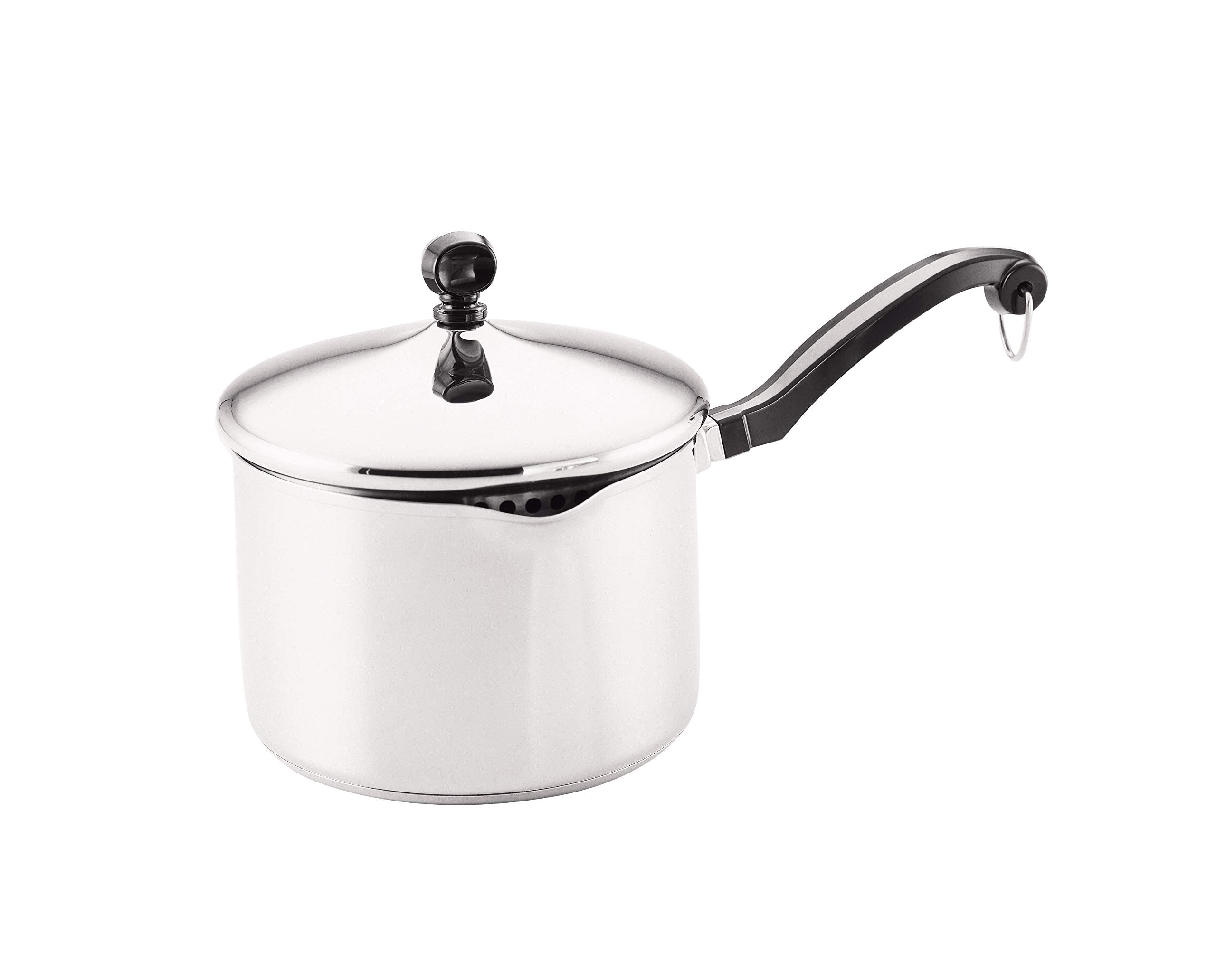 Farberware Classic Stainless Steel 3-Quart Covered Straining Saucepan - - Silver