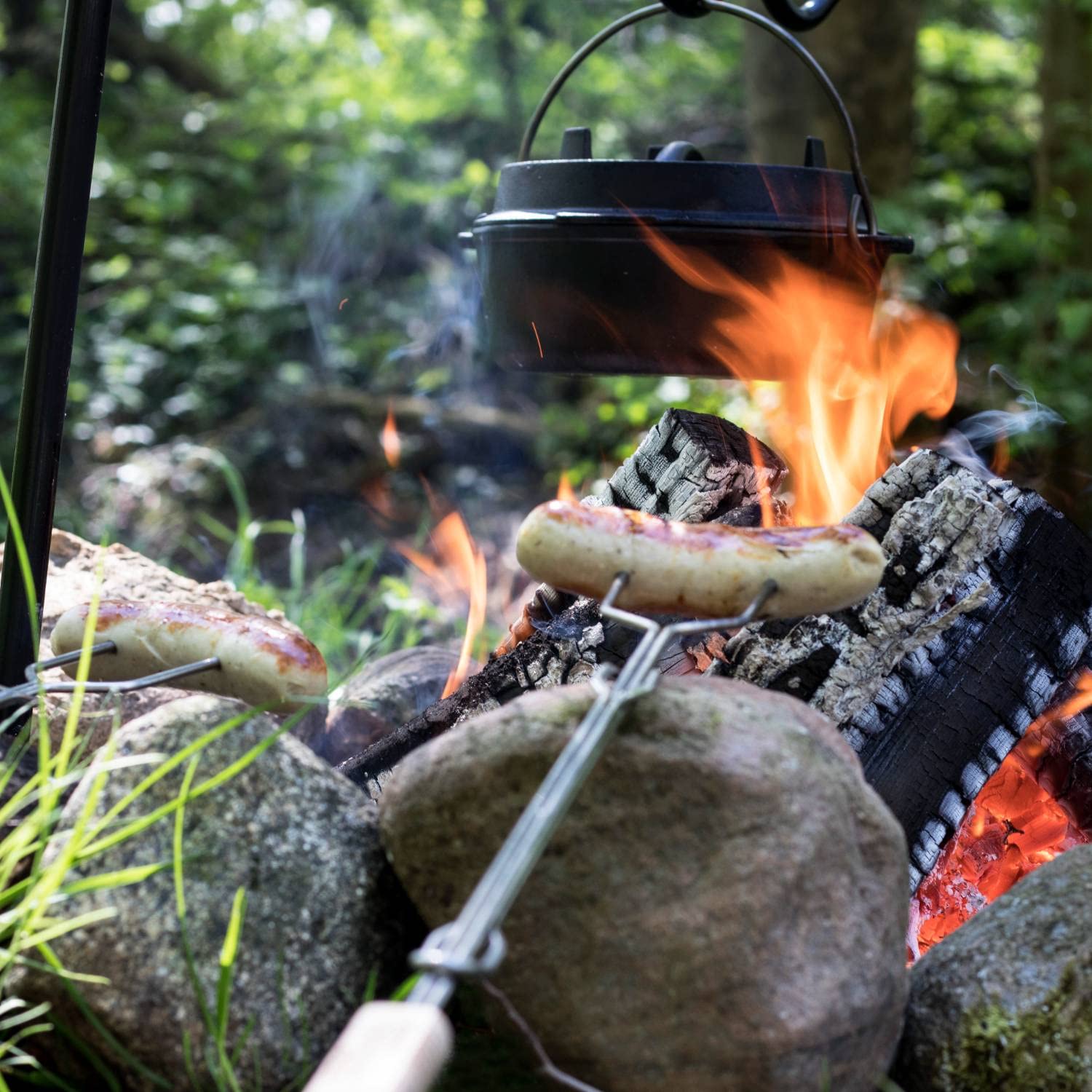 Petromax Campfire Roasting Stick Skewer With Adjustable Handle Straight Prongs Ls1, Extends Up To 36 Inches