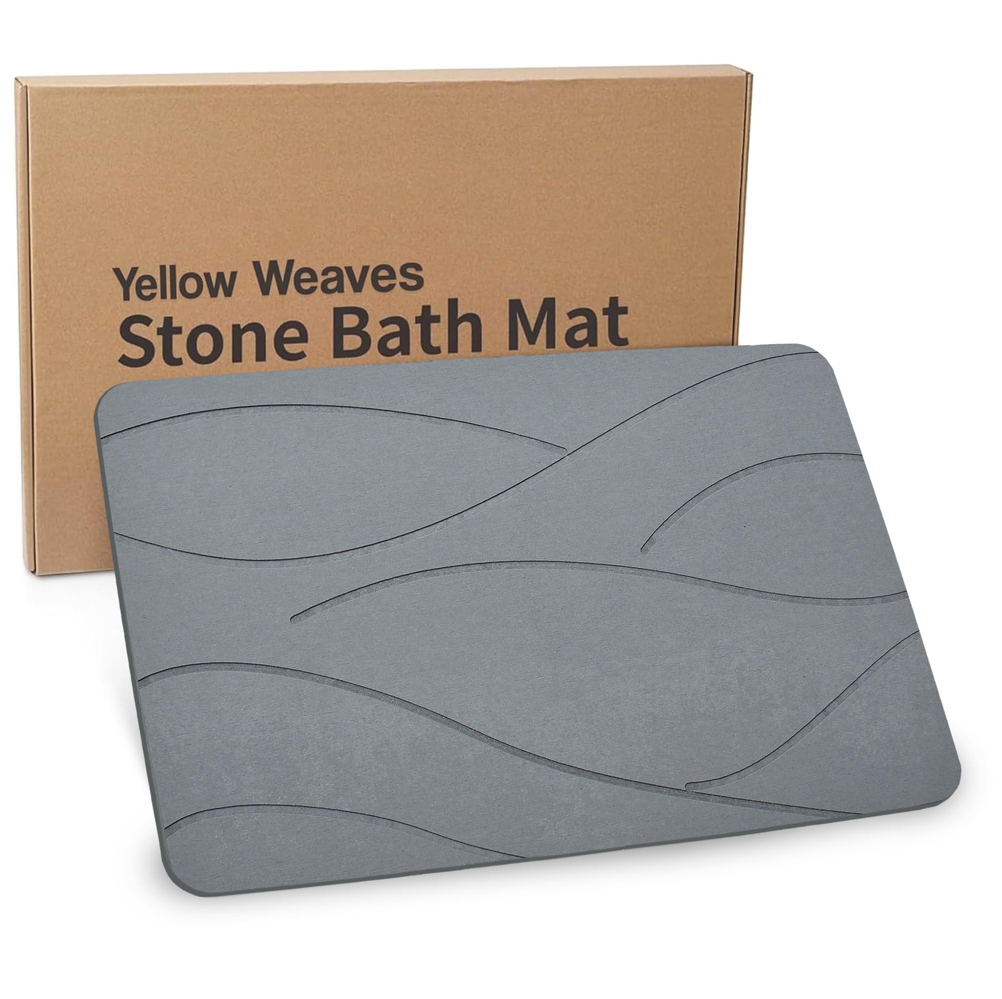 Yellow Weaves Stone Rectangular Bath Mat, Diatomaceous Earth Shower Mat, NonSlip Super Absorbent Quick Drying Bathroom, Kitchen