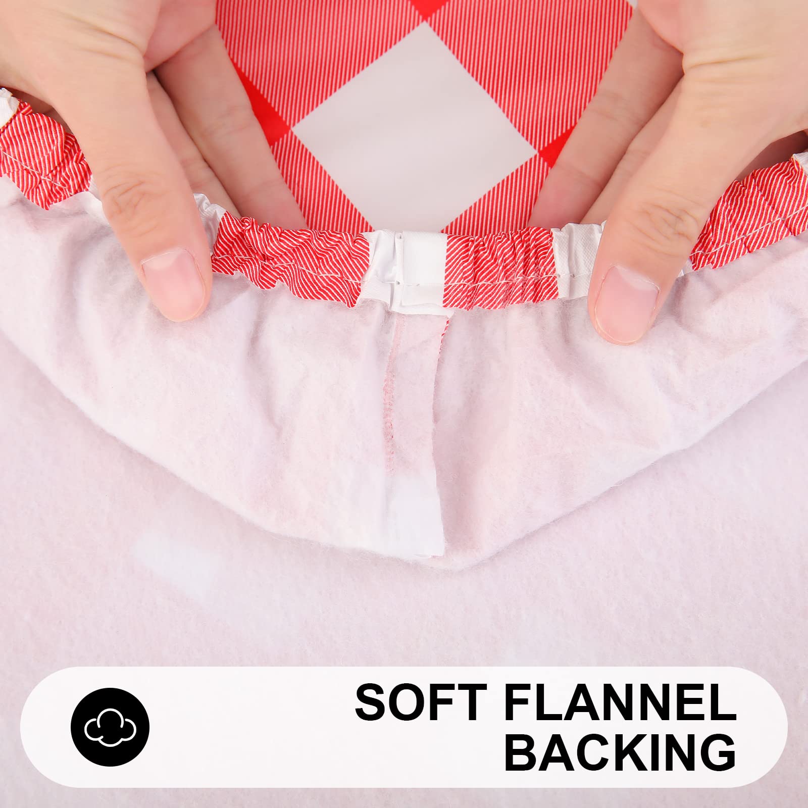 Smiry Rectangle Picnic Table Cloth, Elastic Waterproof Fitted Vinyl Tablecloth For 4 Ft Tables, Flannel Backed Buffalo Plaid Tab