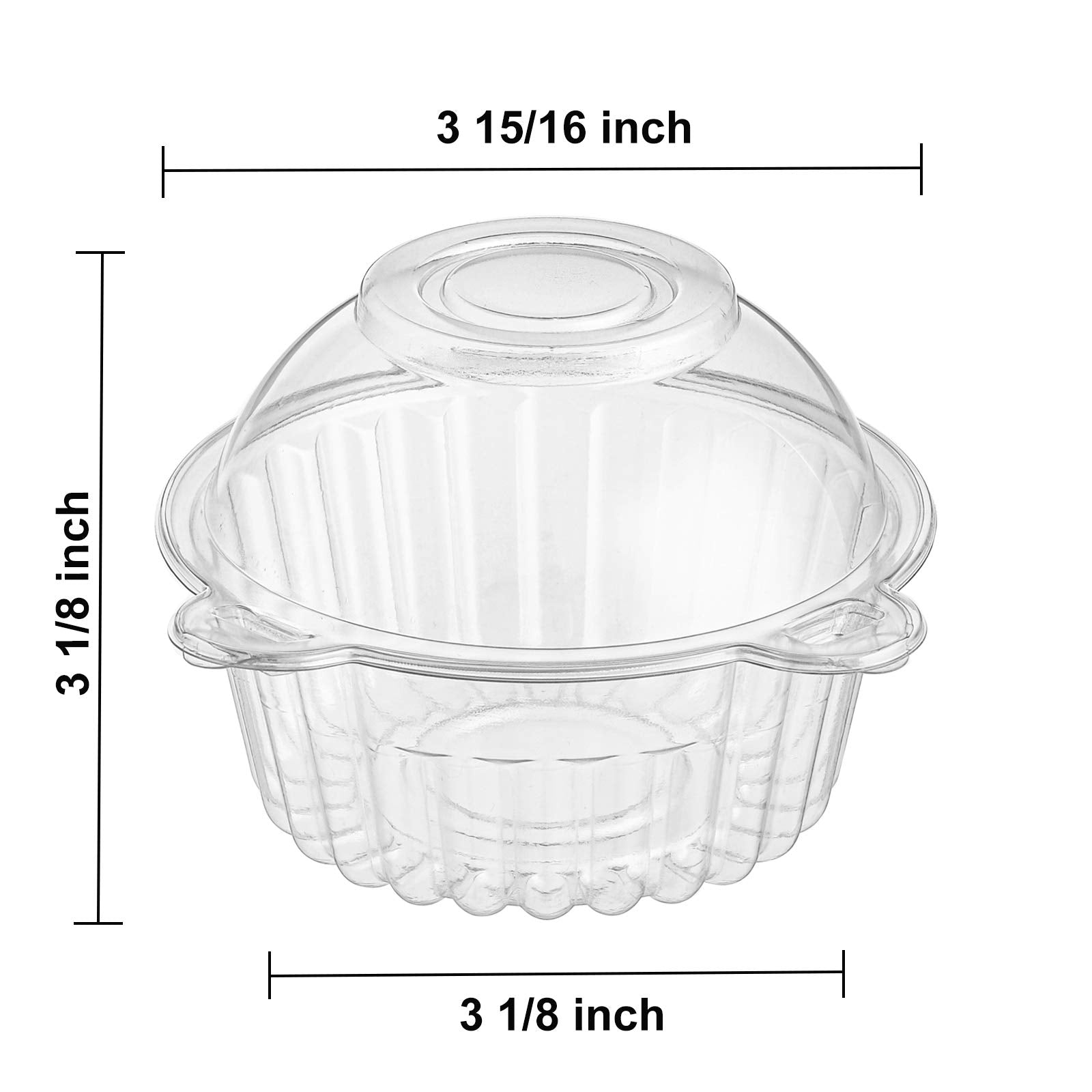 Bekith 150 Pack Individual Cupcake Holder, Thick Clear Plastic Dome Single Cupcake Carrier Muffin Container Holders Cases Boxes