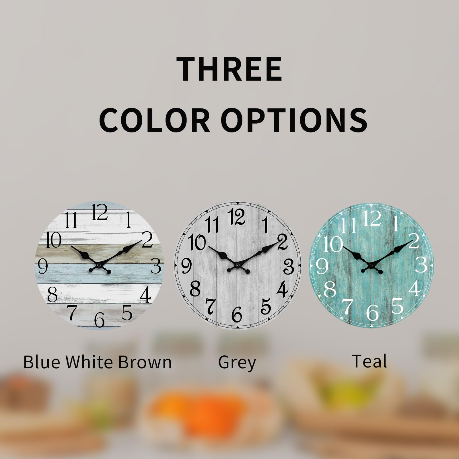 Hylanda 12 Inch Wall Clock - Teal Kitchen Accessories And Decor - Green Wall Clocks Battery Operated Silent Non-Ticking - Turquo
