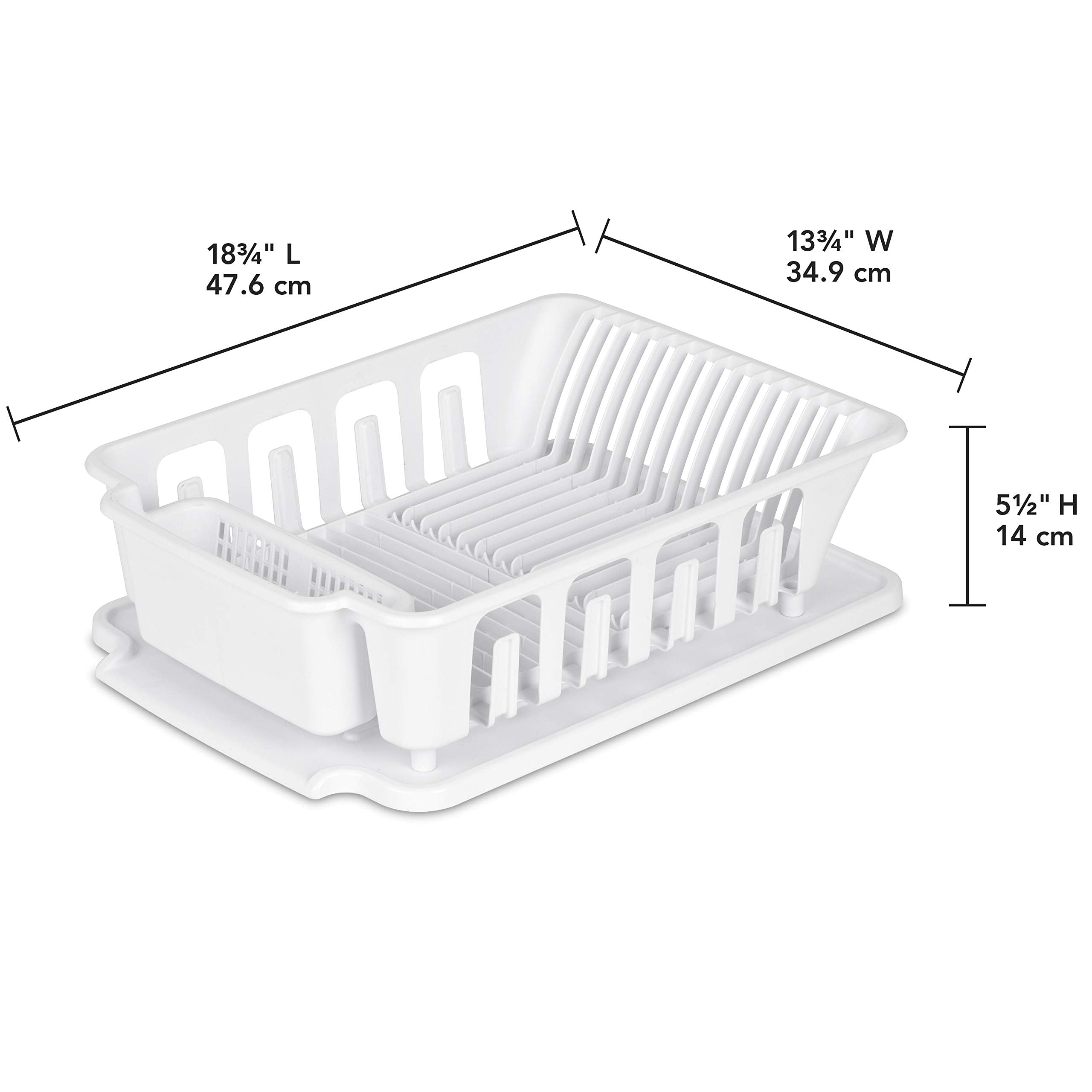 Sterilite Large 2 Piece Sink Set, With Drainboard For Drying, Holds Clean Dishes In The Kitchen Such As Plates, Cups, And Silver