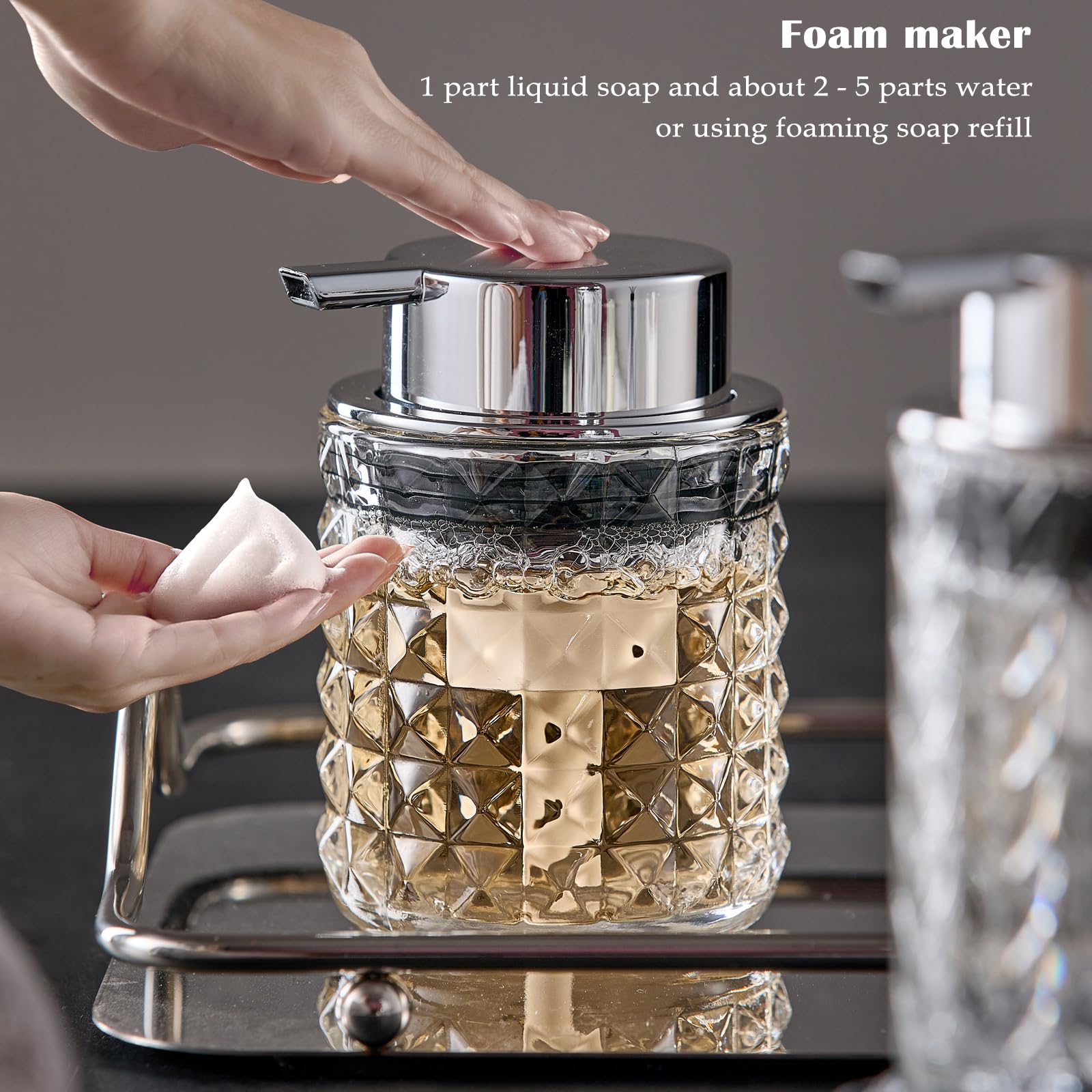 Cicufy Foaming Hand Soap Dispenser, Glass Foam Soap Dispenser Or Lotion Dispenser For Kitchen & Bathroom Refillable Clear Glass