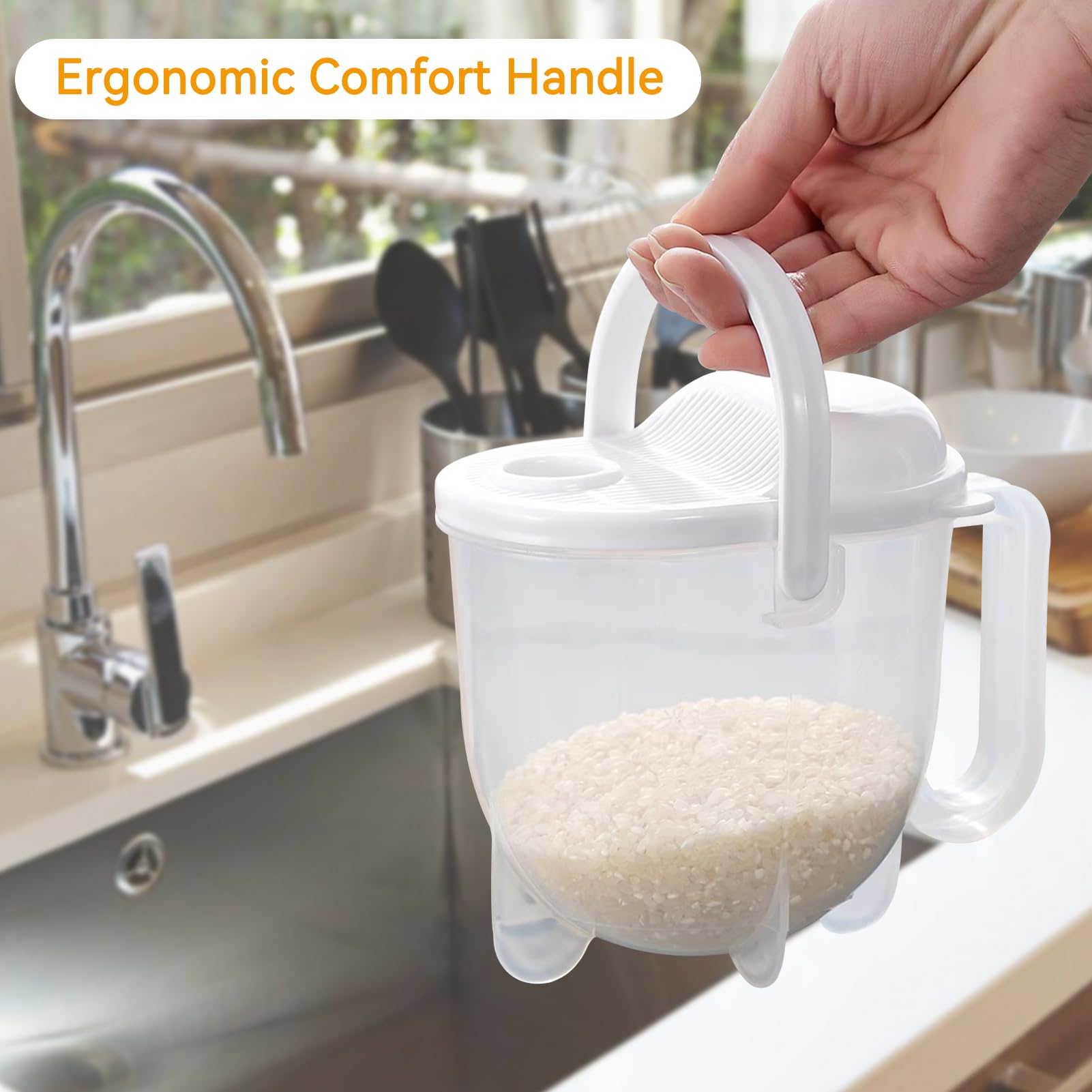 Rice Washer, Rice Washer Strainer Bowl Rice Cleaner Bowl Rice Strainer With Handle Rice Washer Strainer Bowl With Lid