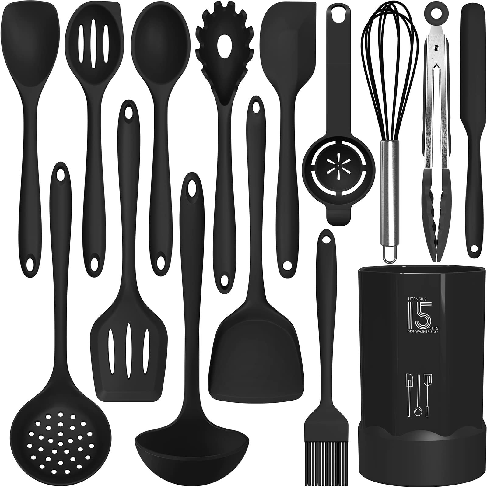 Silicone Cooking Utensils Set - 446F Heat Resistant Kitchen Utensils,Turner Tongs,Spatula,Spoon,Brush,Whisk,Kitchen Utensil Gadg