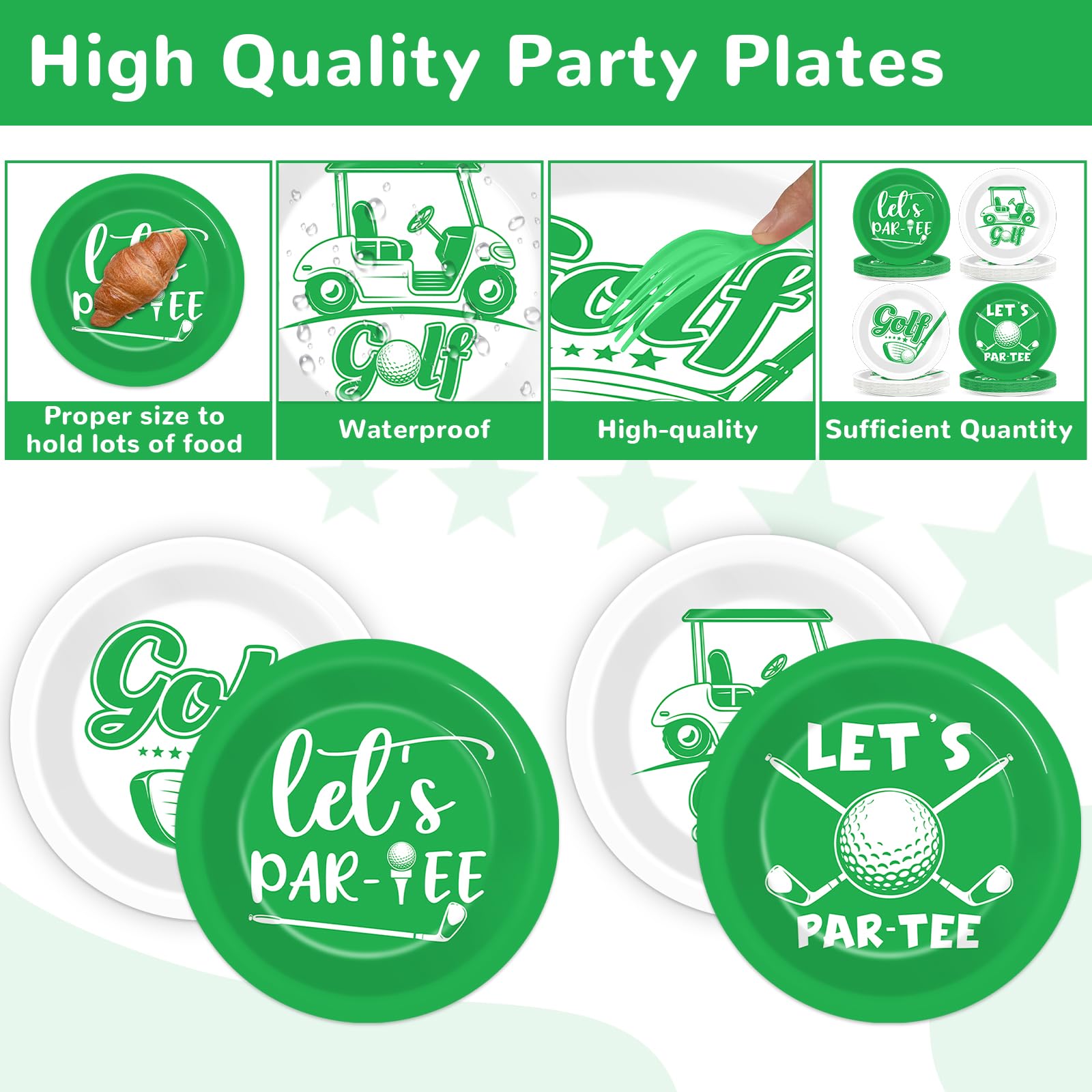 Chunnin 48Pcs Golf Party Paper Plates For Golf Birthday Party Supplies 7'' Golf Themed Sports Golf Ball Birthday Party Disposabl