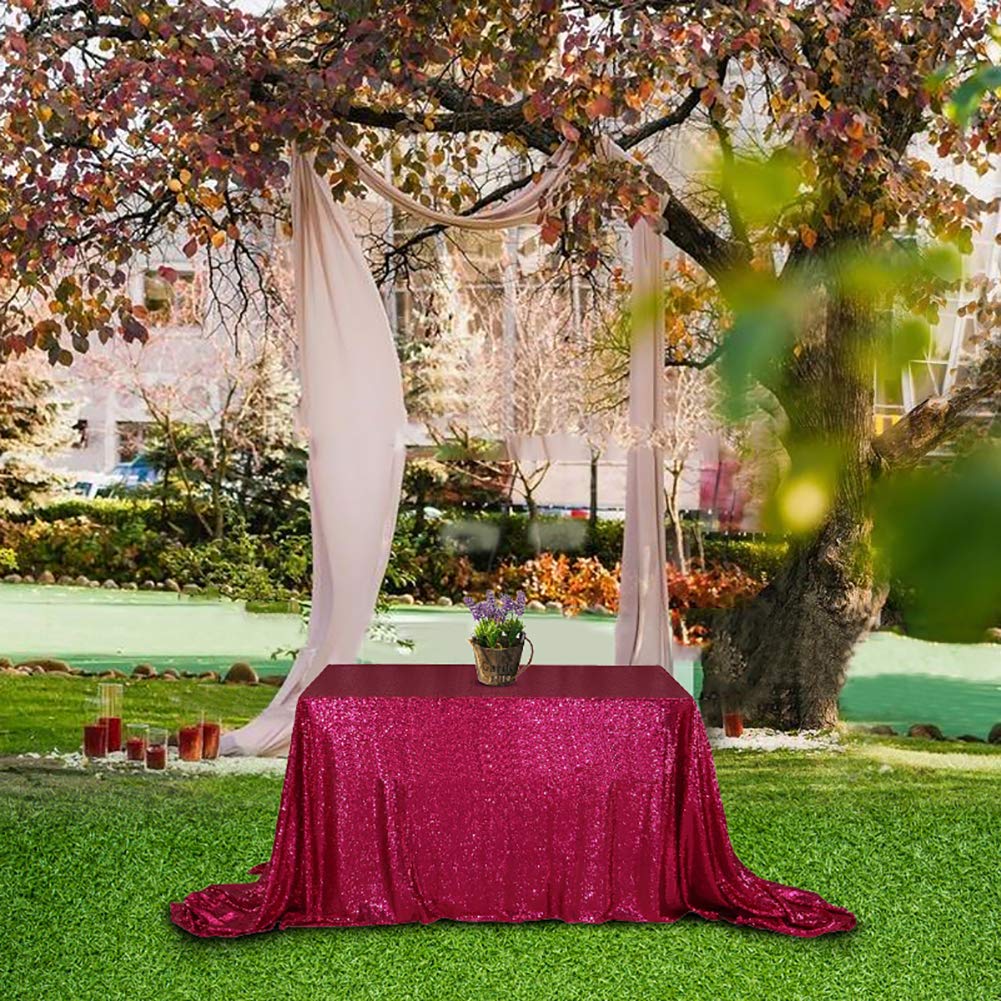 Squarepie Sequin Tablecloth Rectangle 50 X 72 Inch Hot Pink Reflect Lights Glitter Table Linen For Wedding Party