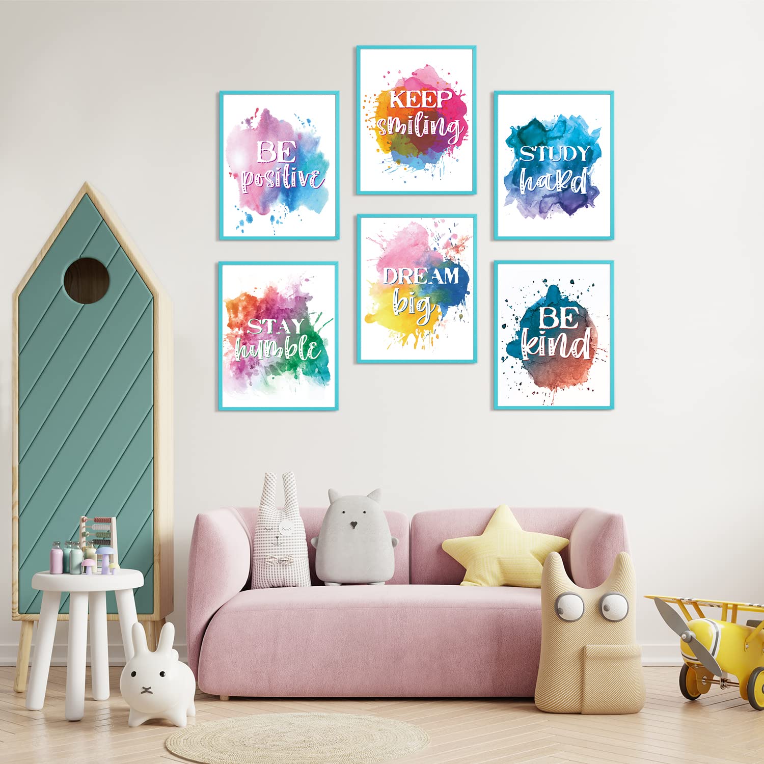 Colorful Paint Splats Children'S Inspirational Quote Posters, Watercolor Abstract Motivational Quote Phrases Nursery Art Prints