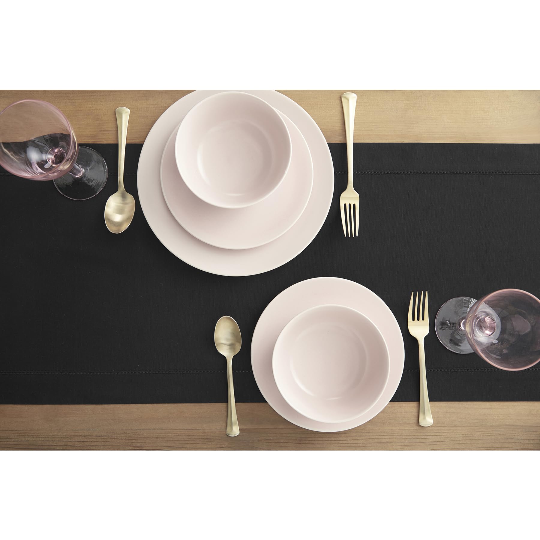Solino Home Black Table Runner 90 Inches Long - Cotton Linen Hemstitch 14 x 90 Inch Table Runner for Dining, Fall, Autumn, Winte