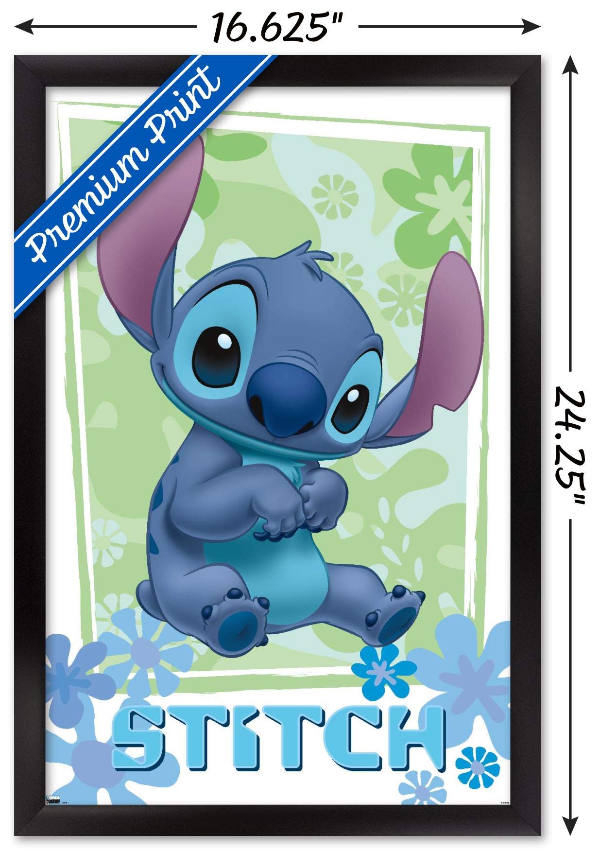 Trends International Disney Lilo And Stitch - Flowers Wall Poster, 14.725'' X 22.375'', Black Framed Version