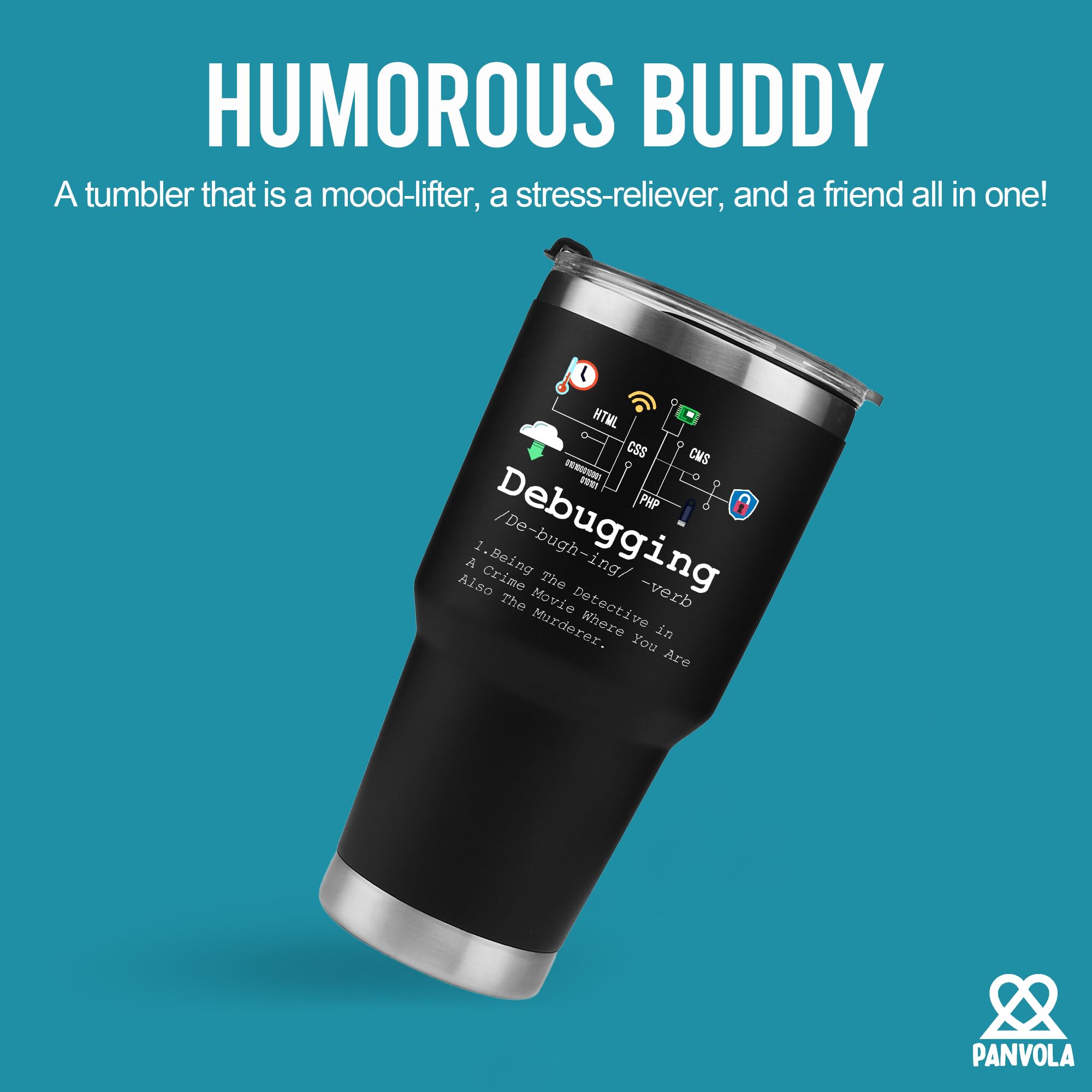 Panvola Debugging Definition Computer Programmer Gifts Student Teacher Coder Boyfriend Girlfriend It Vacuum Insulated Tumbler Te