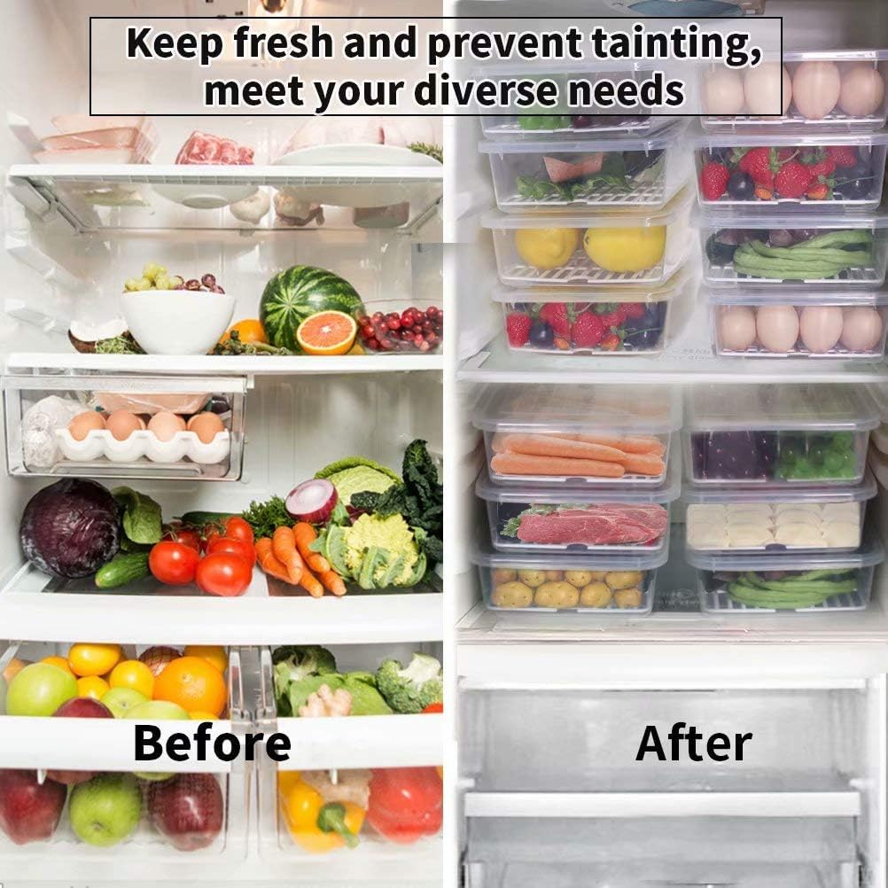 77L Food Storage Container  (3-Pack) Plastic Food Containers with Removable Drain Plate and Lid  Stackable Portable Freezer Storage Containers - Tray to Keep Fruits  Vegetables  Meat and More (Large)