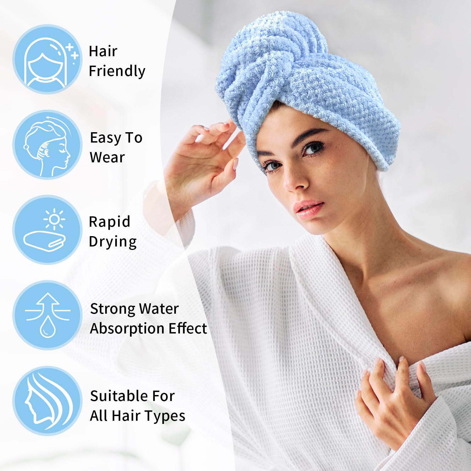 my novel things 3 Pack Hair towel wrap for women, 25.4'' x 9.8'' Microfiber Hair Towel, Super Absorbent Hair Towel Wrap, Quick D