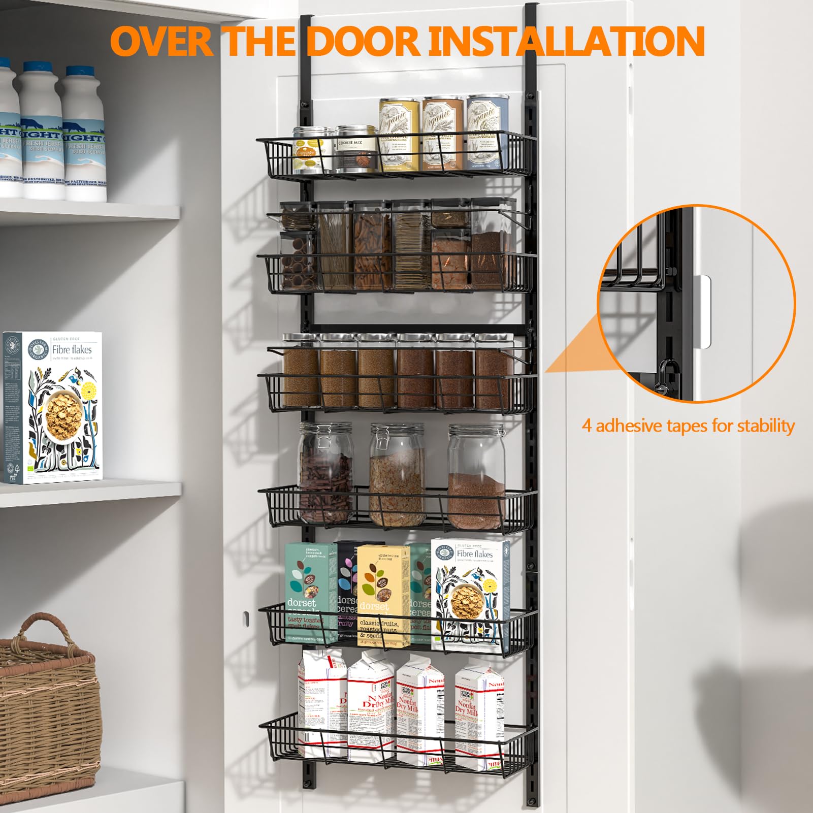 FoverOne 3 Tier Bamboo Spice Rack - Kitchen Counter & Wall Mount Organizer, Model WK-100-001-005