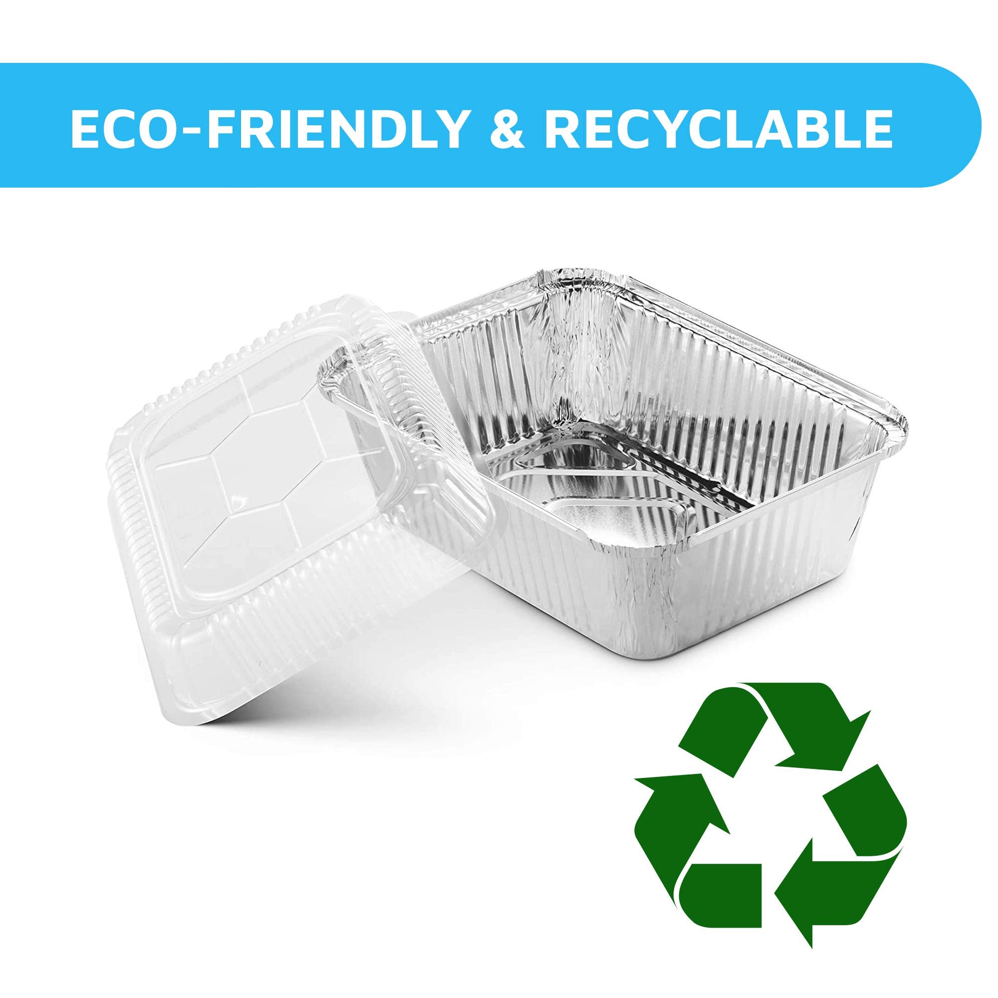 Montopack Disposable Takeout Pans With Clear Lids | 5Lb Capacity Aluminum Foil Food Containers With Seal For Freshness | Eco-Fri