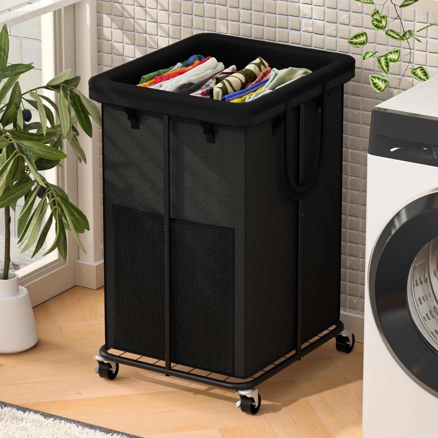 Ykdirect 150L Large Laundry Hampers Basket With Removable Washing Bag, Oxford Fabric Laundry Hamper Clothes Hampers, Metal Frame