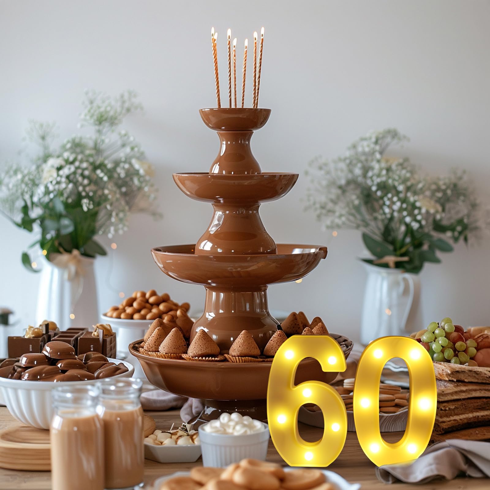 60th Birthday Decorations for Women Men,Happy 60 Birthday Decorations for Centerpieces Table,60 Light Up Numbers Sign Led for Pa
