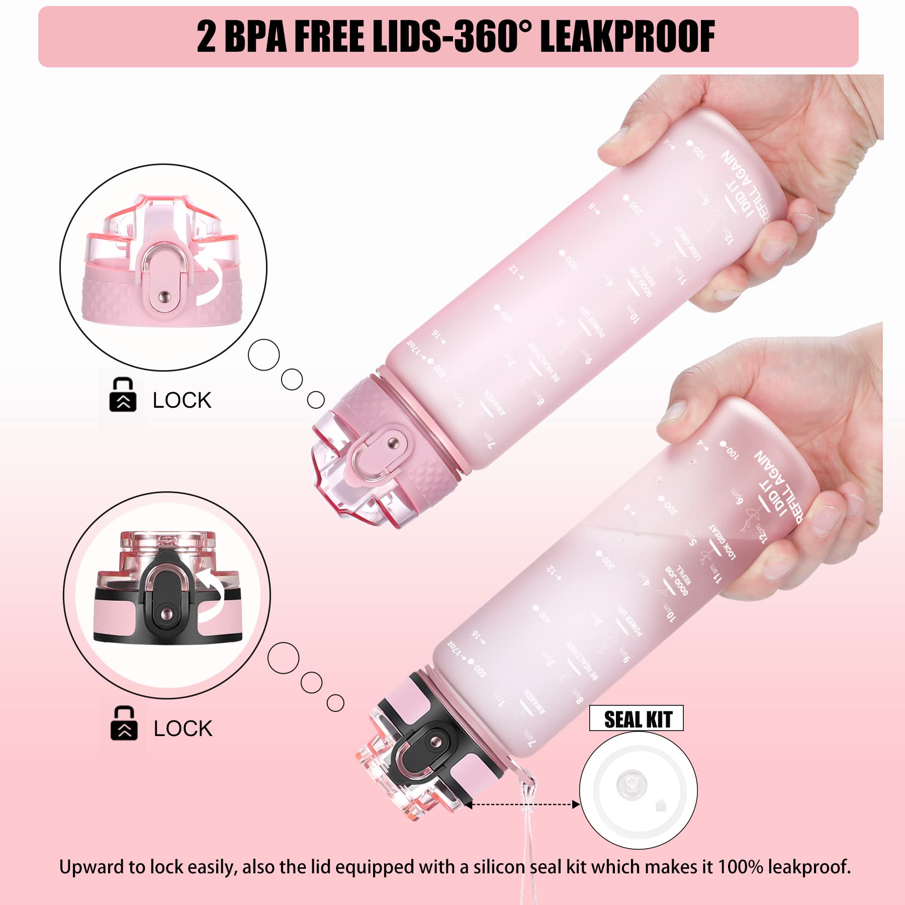 Oldley Kids Water Bottle For School, 17 Oz (2 Lids) Bpa-Free Reusable Leak-Proof Durable Tritan Plastic Water Bottles With Straw