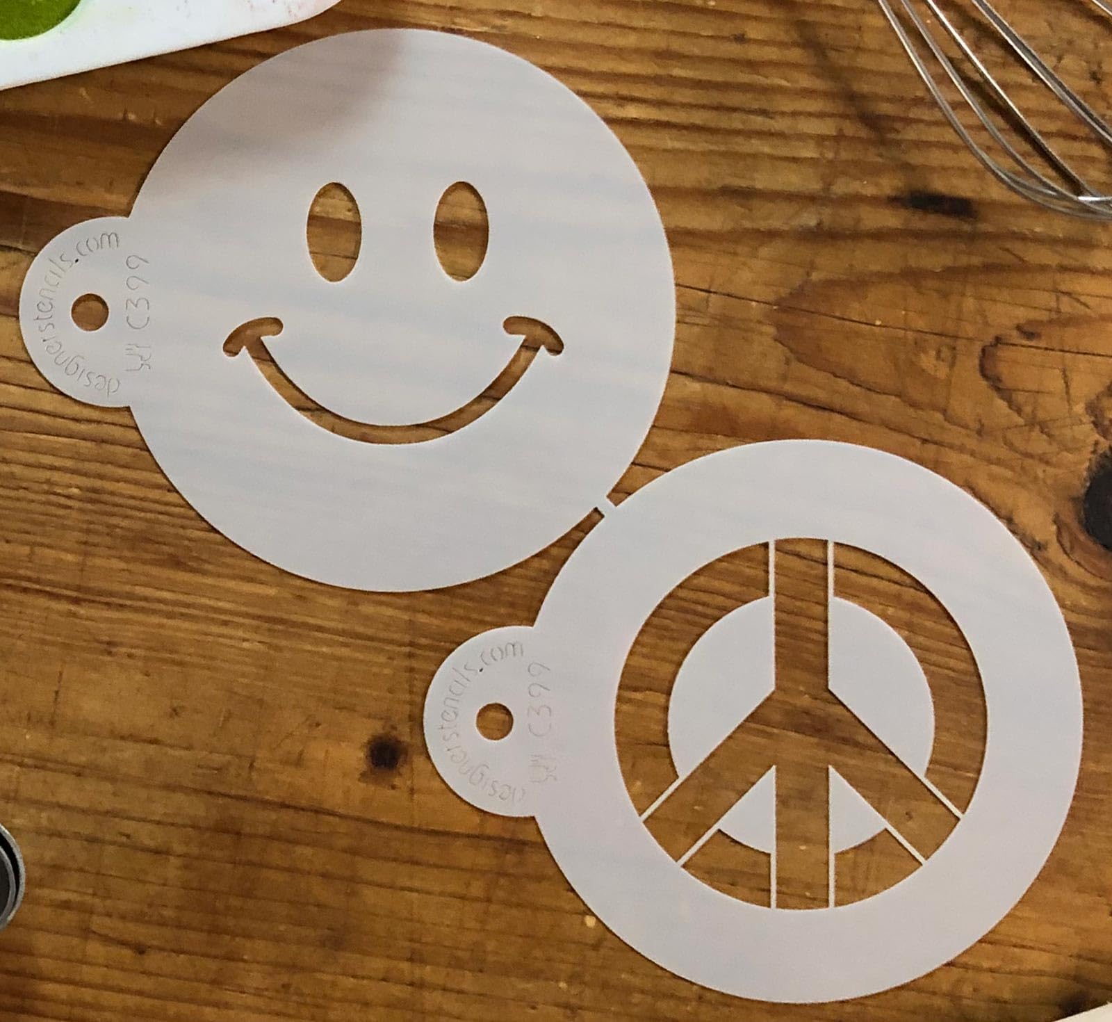 Designer Stencils Peace & Happiness Cookie Set Stencils, Beige/Semi-Transparent