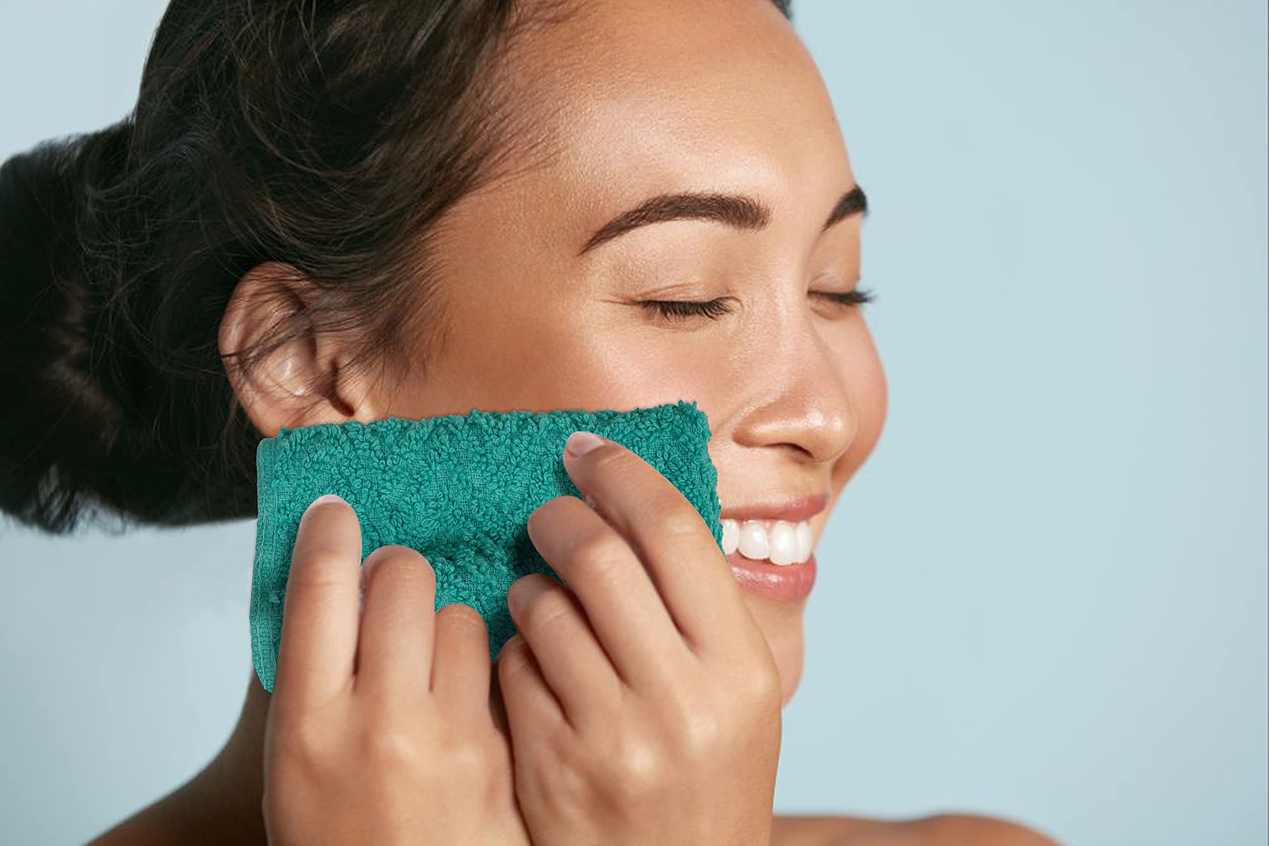 Zuperia Zigzag Wash Cloth -8 Pack -12'' X 12''- Highly Absorbent Soft Washcloths For Face, Gym Towels, Hotel Spa Quality, Reusab