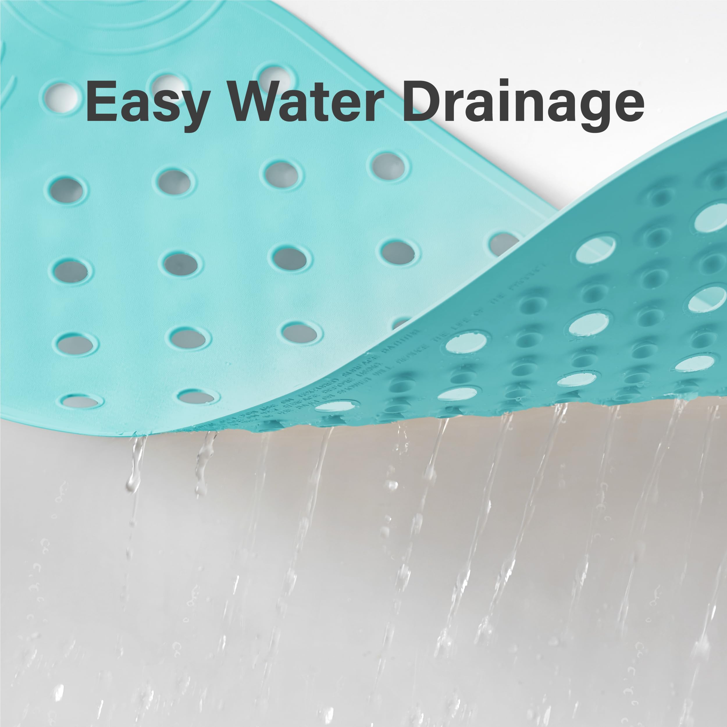 Selfsuite Rubber Bathtub Mat Shower Mat Non-Slip, 31X14 Inch, Bath Tub Floor Mat With Suction Cups And Drainage Holes, Turquoise