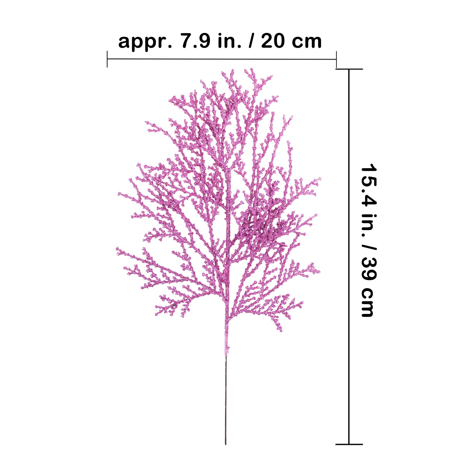 Winlyn 15 Pcs Pink Cedar Glitter Sprays Picks Christmas Floral Picks Artificial Cedar Branches Stems Pink Christmas Tree Picks f