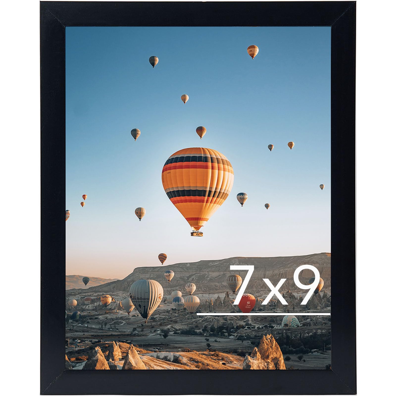 JCJMY 7x9 Picture Frame Black for Wall Hanging or Tabletop- Wall Mounting Horizontally or Vertically, 7 x 9 Wall Gallery Poster 