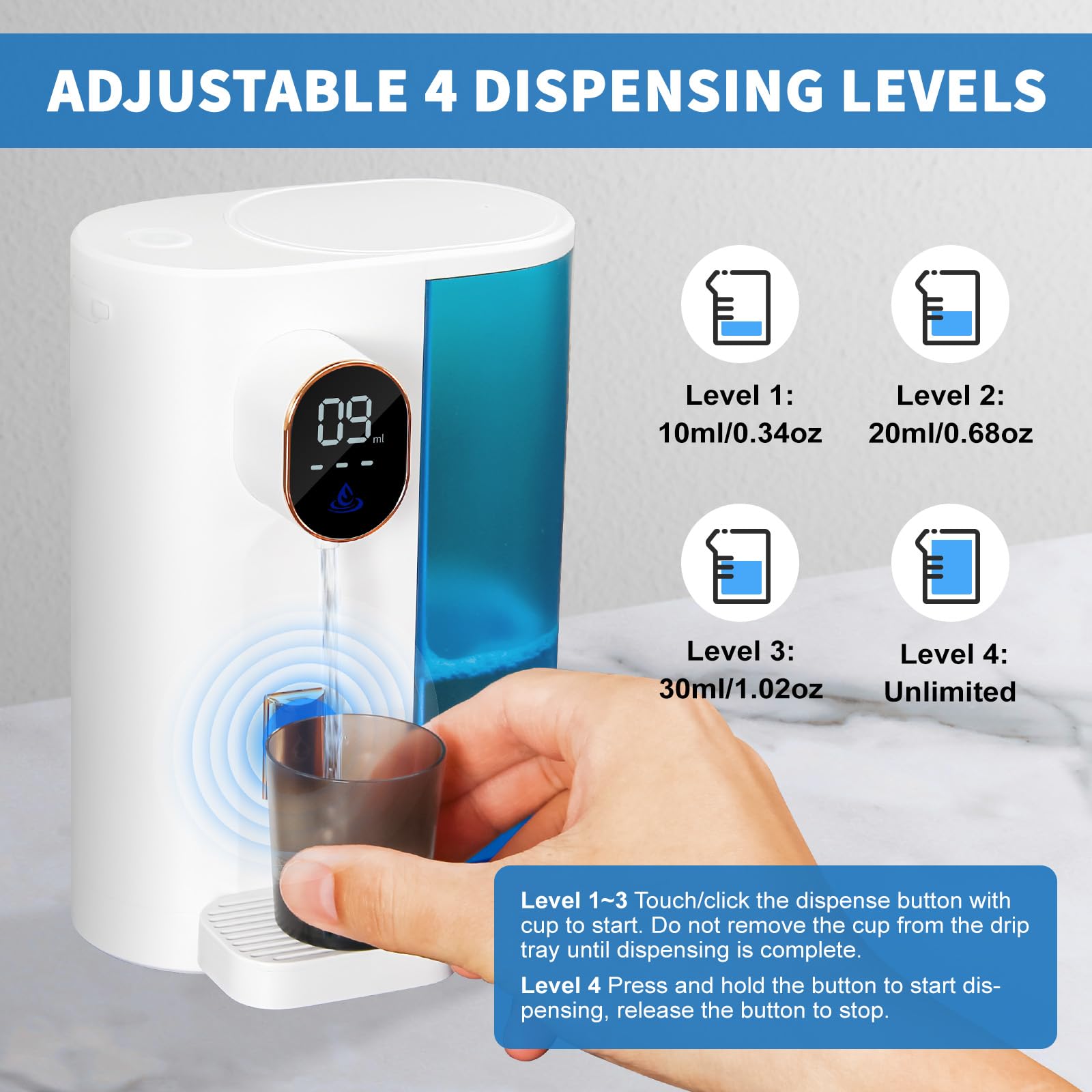 Automatic Mouthwash Dispenser For Bathroom: 20.3Oz Mouth Wash Dispenser With Magnetic Cup Holder, 4 Levels, Wall Mounted, Electr