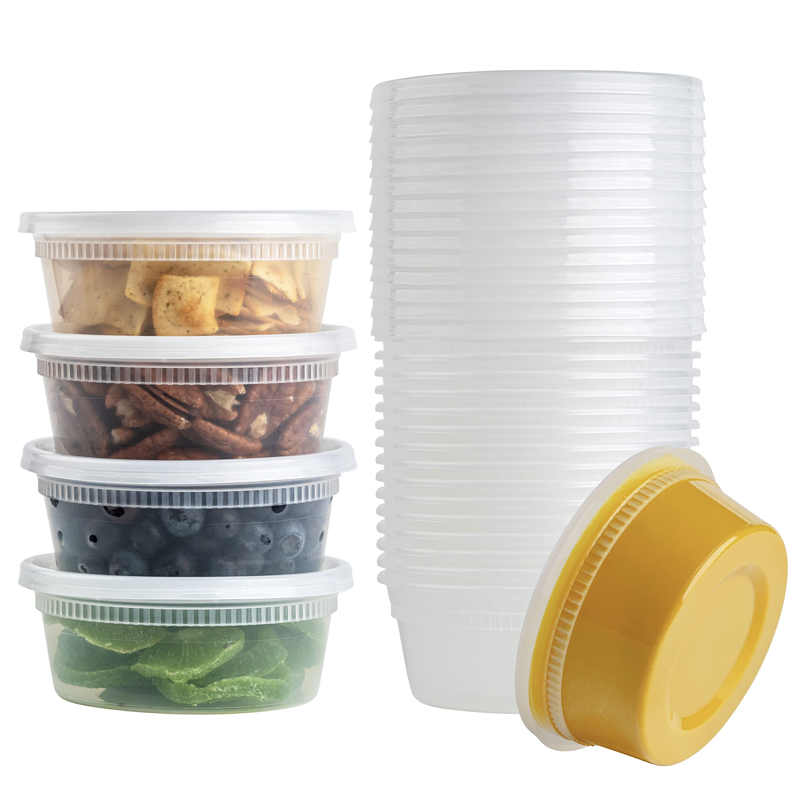 Blushine [12 Sets - 64 Oz.] Plastic Deli Food Storage Containers With Airtight Leak Proof Lids - Washable And Reusable - Recycla