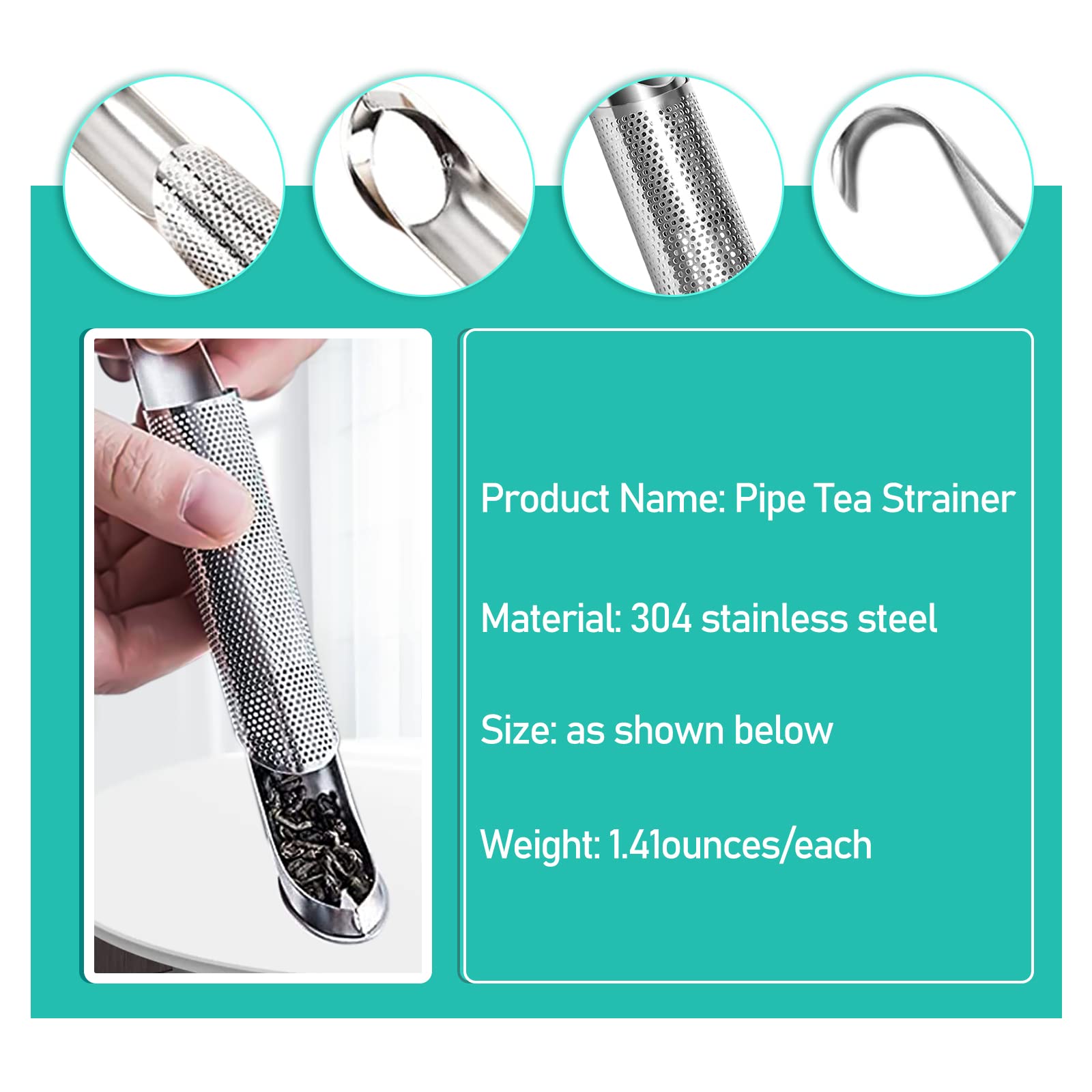 3 Pcs Tea Infuser And 1 Brush, Stainless Steel Tea Infuser Stick Pipe Tea Infuser For Loose Tea Leaf, Tea Infusers Pen With Hook