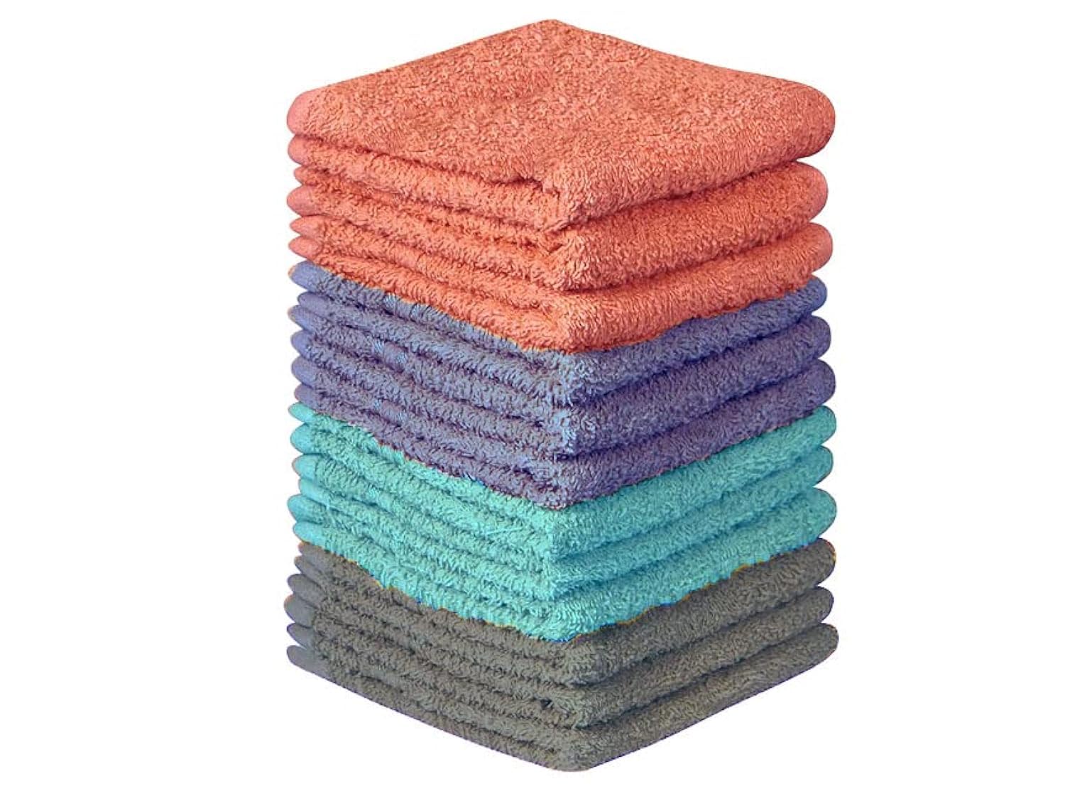 Petal Cliff 15 Pack, 100% Cotton Wash Cloth, Wash Rags Pack, Extra Soft, Highly Absorbent, Machine Washable Size 11 X 11 Inch, A