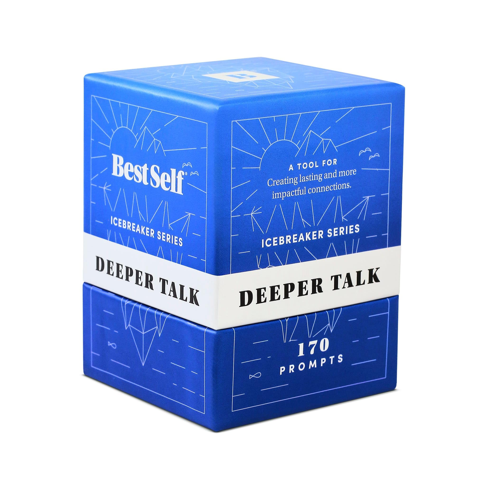 BestSelf Icebreaker Deeper Talk Deck - Conversation Starter Card Pack to Deepen Friendships with 150 Prompts