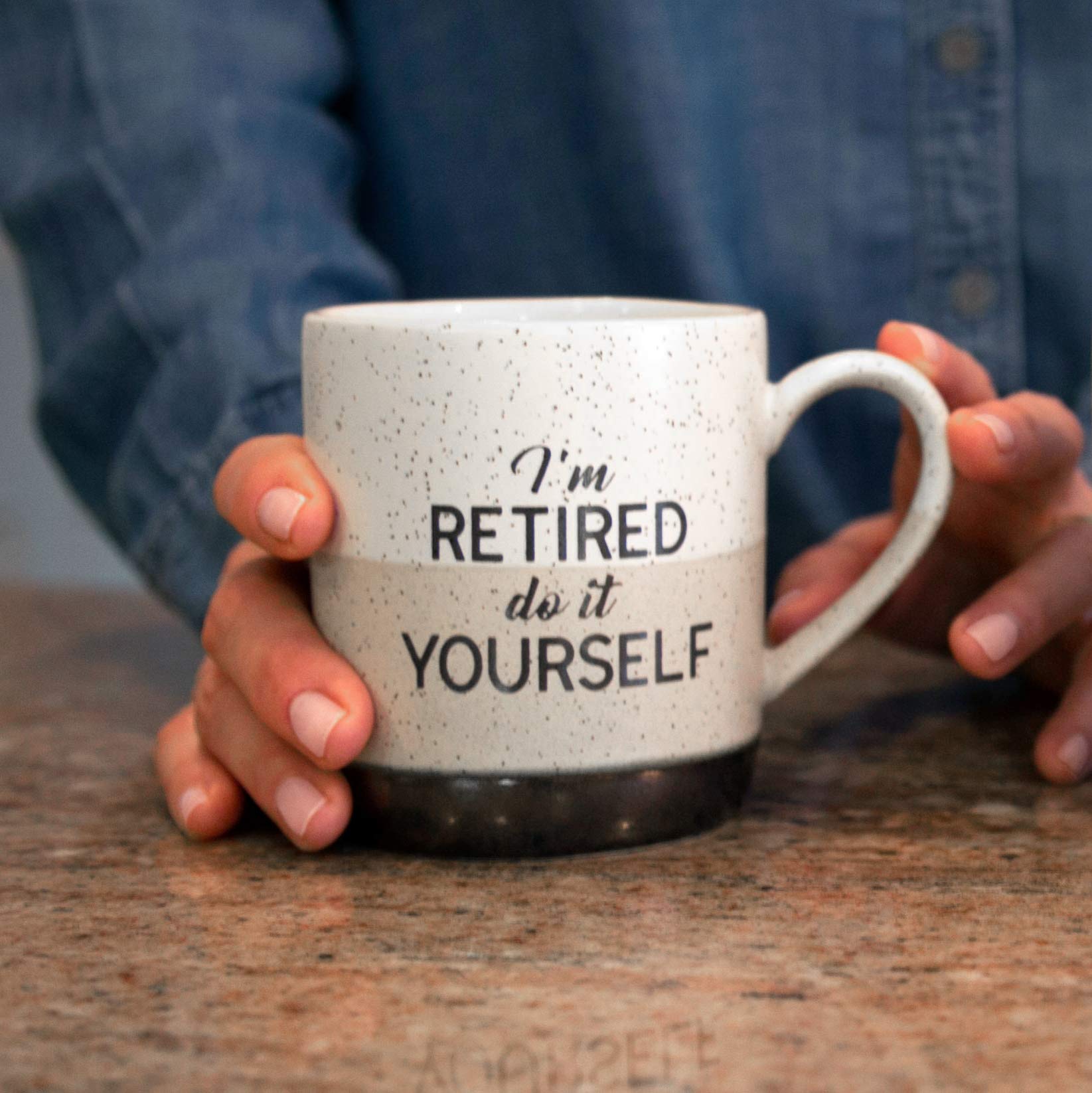 Pavilion Gift Company Large 15 Oz Stoneware Coffee Cup Mug I'M Retired Do It Yourself, 15Oz, Grey