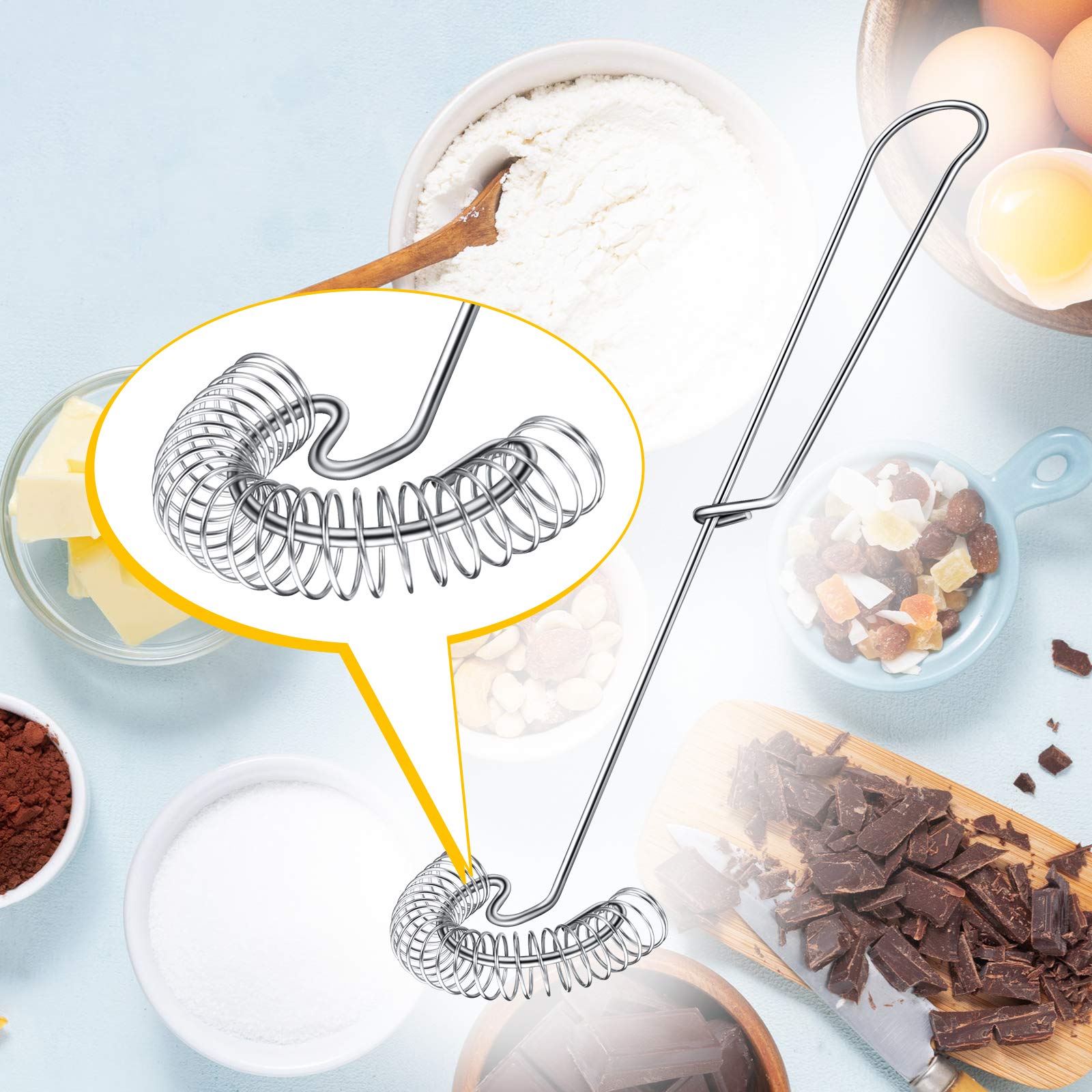Spiral Whisk Egg Mini Whipper Whisk Stainless Steel Egg Whisk Flat Spring Coil Whisk Egg Frother, Milk Sauce And Gravy Whisk Bea
