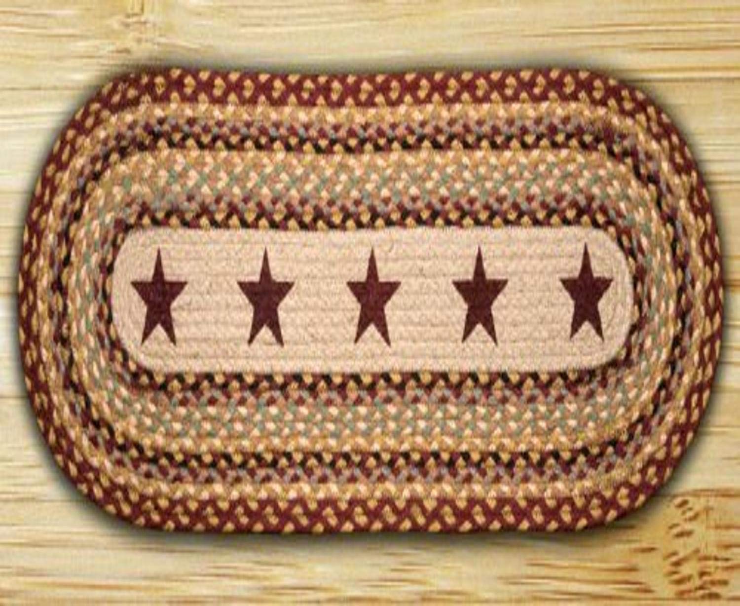 Earth Rugs Tablerunner, 13'' X 48'', Burgundy Stars