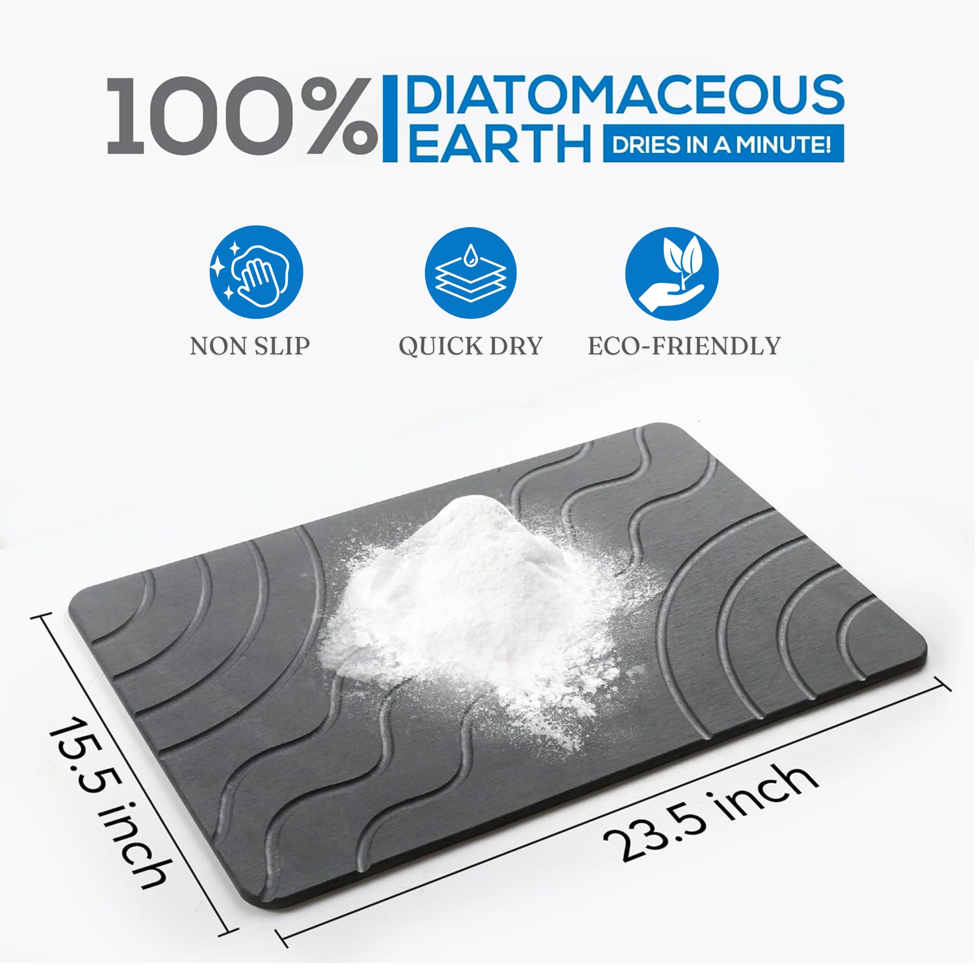 Homy Bliss Stone Bath Mat - Non-Slip, Diatomaceous Earth Bath Mat, Quick Dry Bath Mat, Bathroom Stone Mat, Super Absorbent Bath
