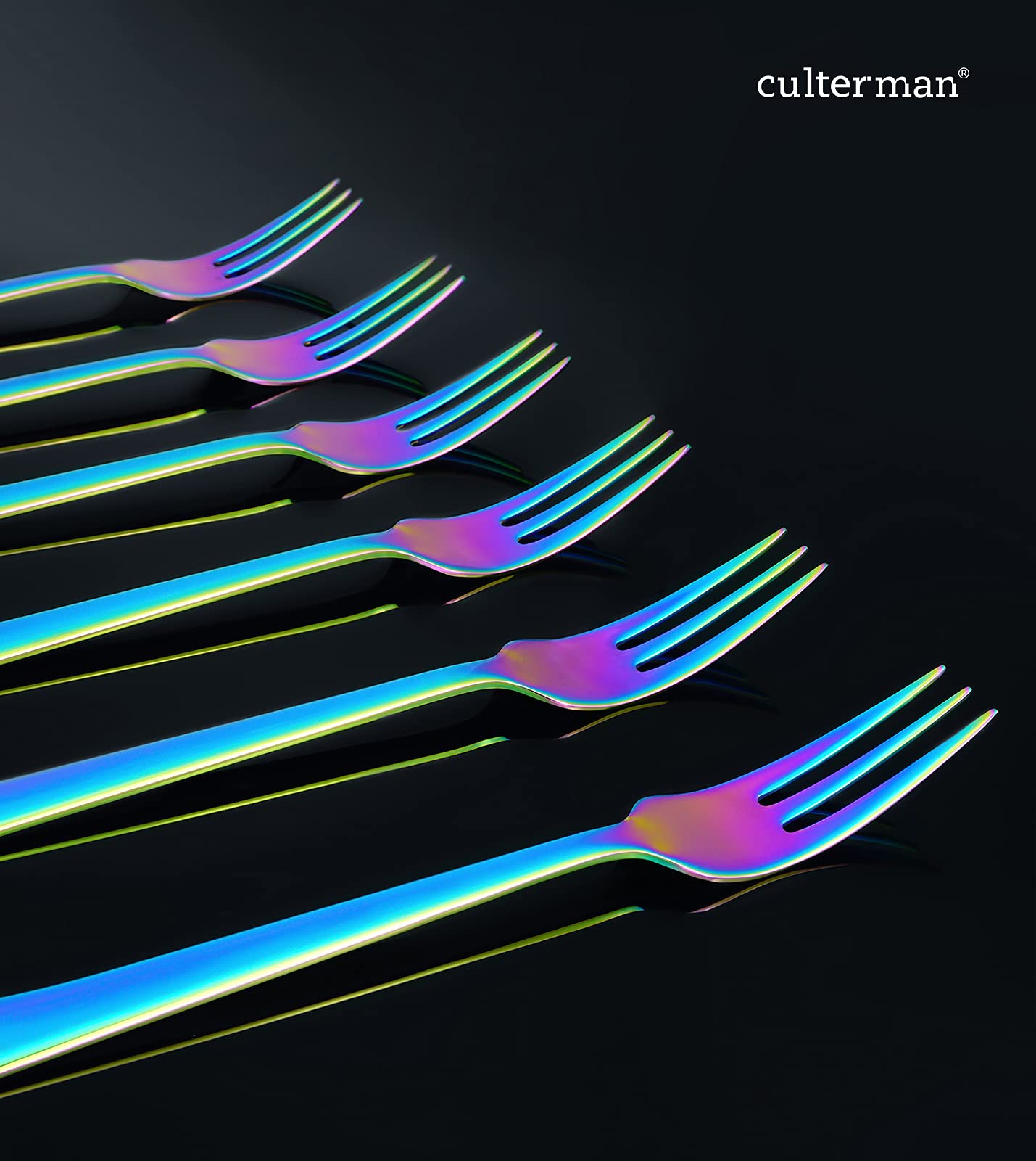 Dinner Fork Sets,Rainbow Fork Set 6-Piece Stainless Steel Color Dessert Forks