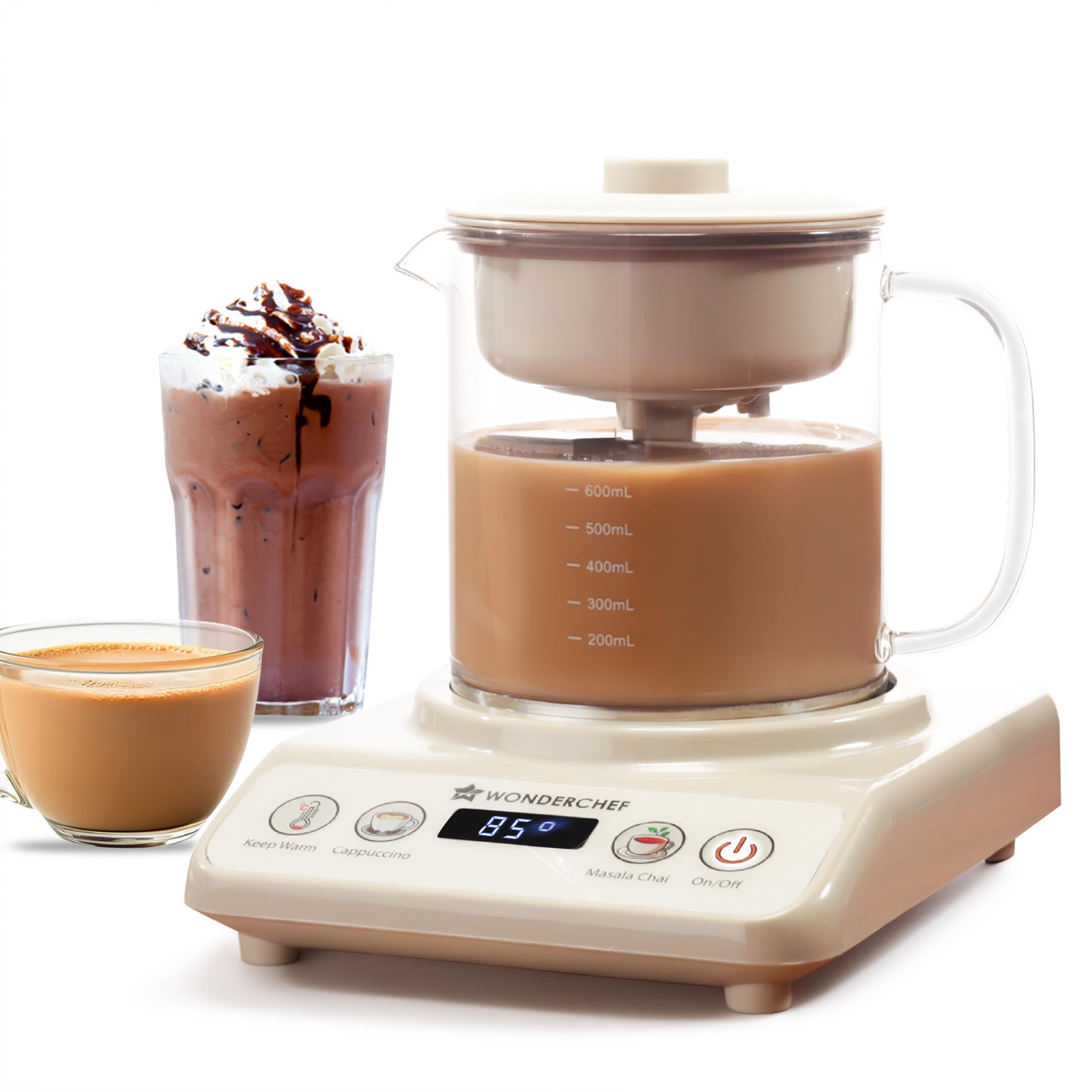 Wonderchef Chai Magic, Fully Automatic Tea & Cappuccino Maker, Make Masala Chai/Cutting Chai/Kahwa/, No Spills, No Overcooking, 