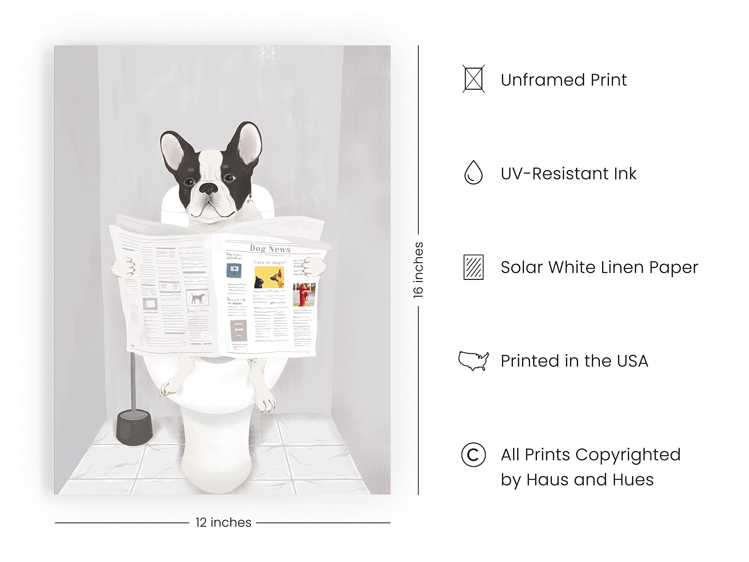 Haus And Hues Funny Dog Bathroom Decor - Funny Bathroom Decor Wall Art, Dog Bathroom Wall Art And Animal Poster, Dog Bathroom Si